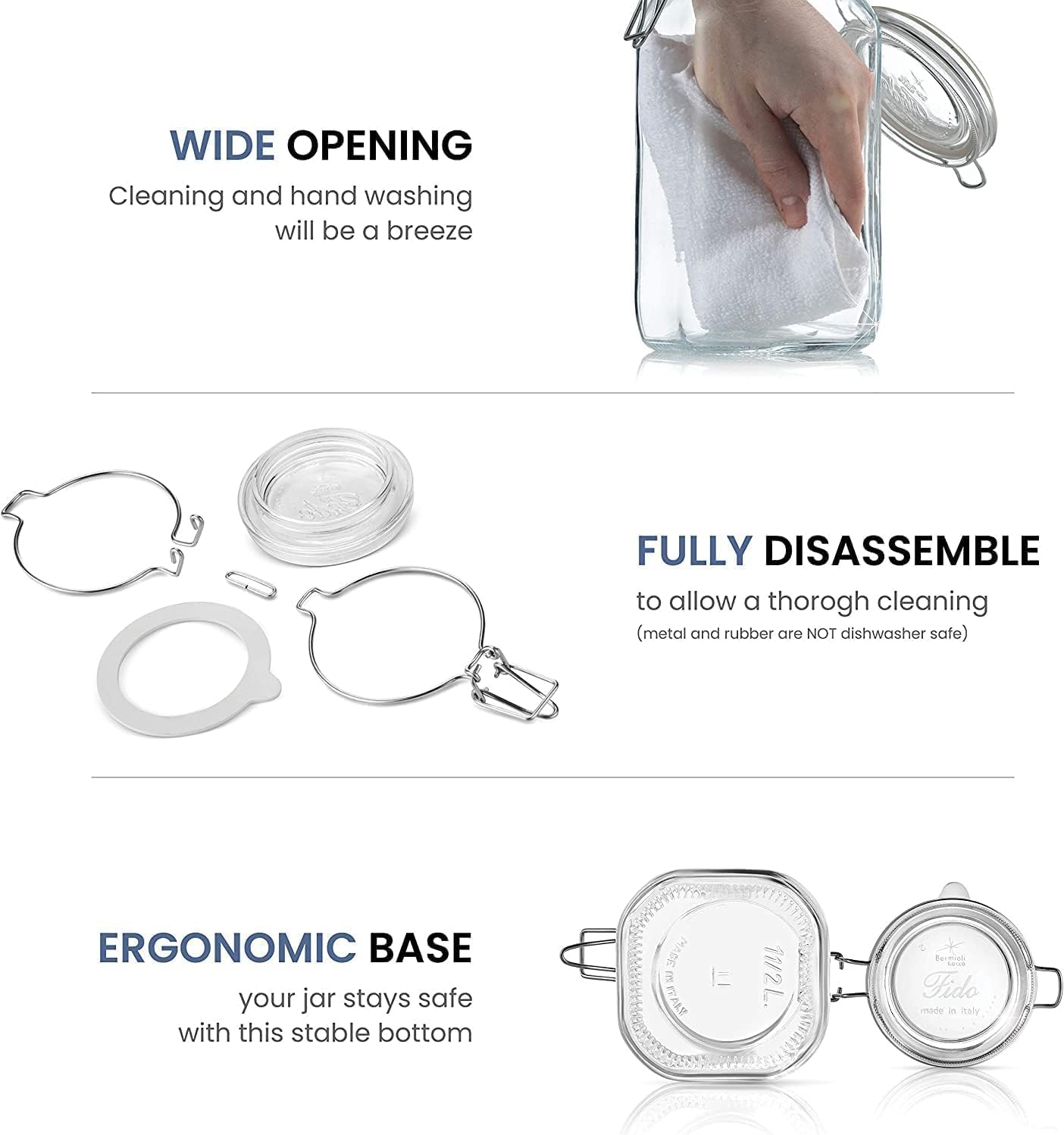 Bormioli Rippo 3375-Ounce Jar Blue Lid Capacity Dishwasher Safe