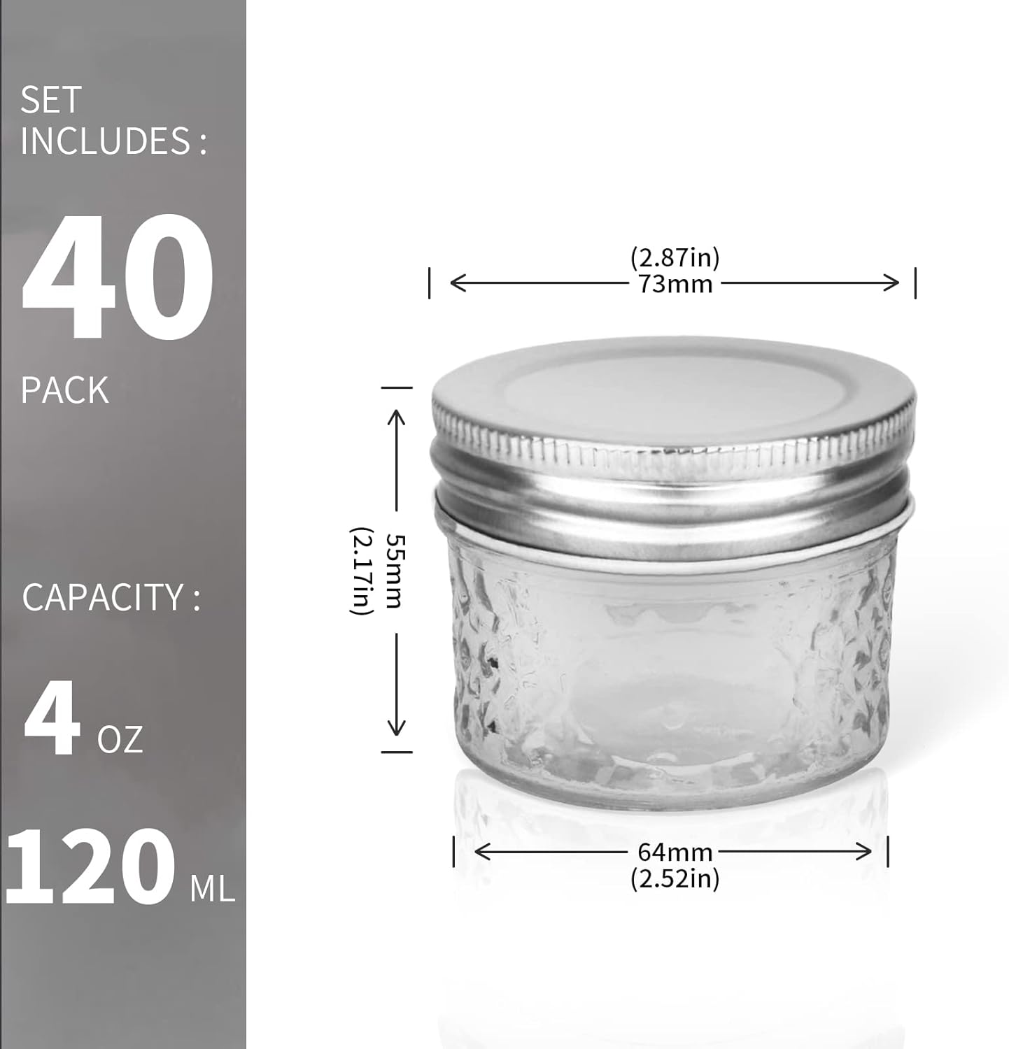 40 Mason Jars Verones Canning Set with Silver Lids