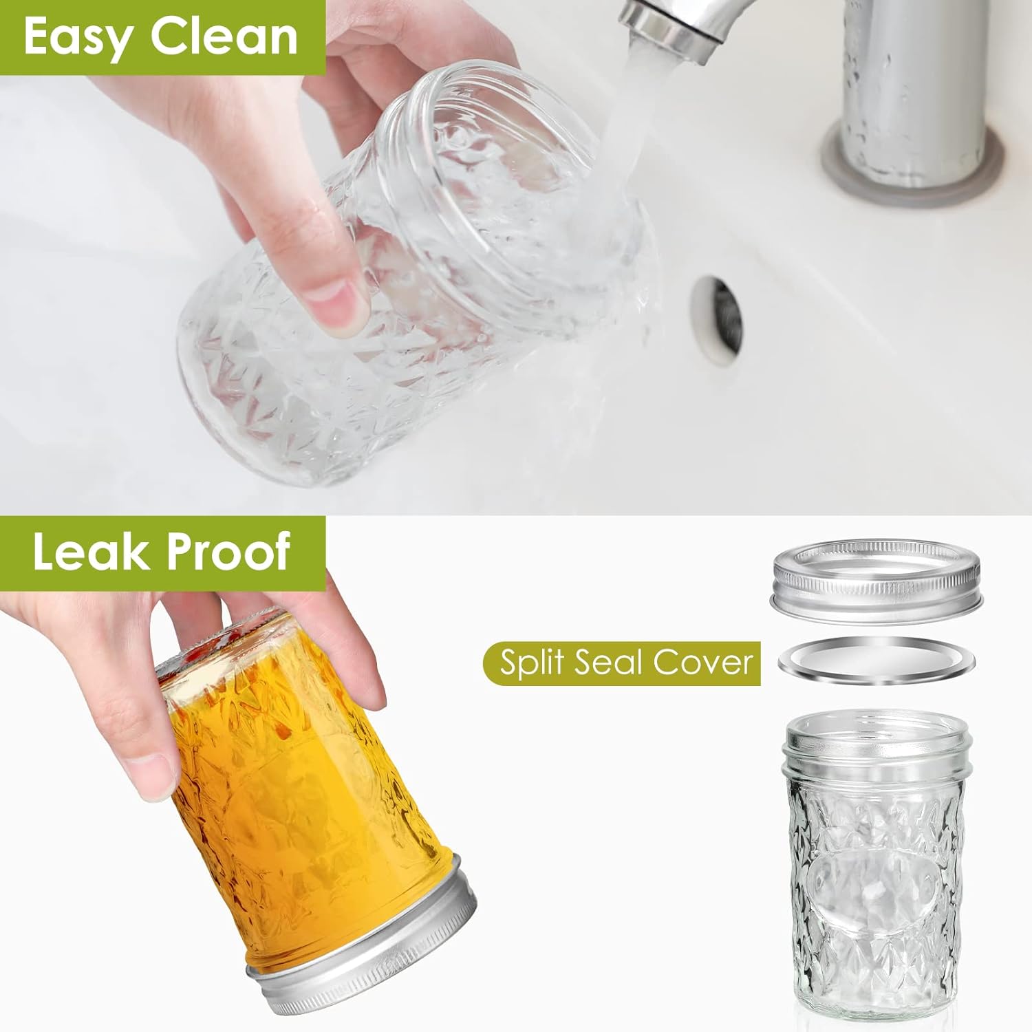 Moniko 6oz Mason Jars with Lids 12-Pack for Canning Storage