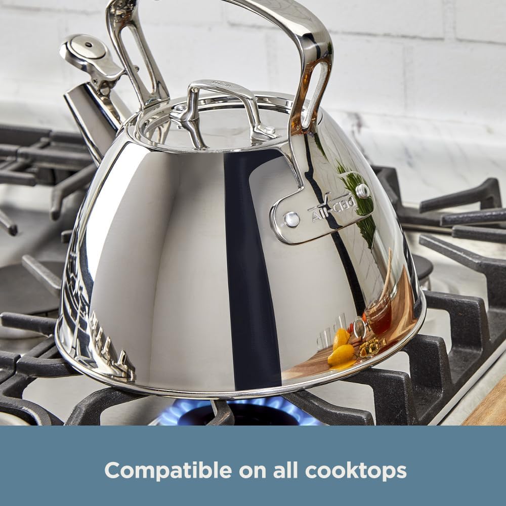 All-Clad 2 Quart Silver specialty tea kettle induction compatible