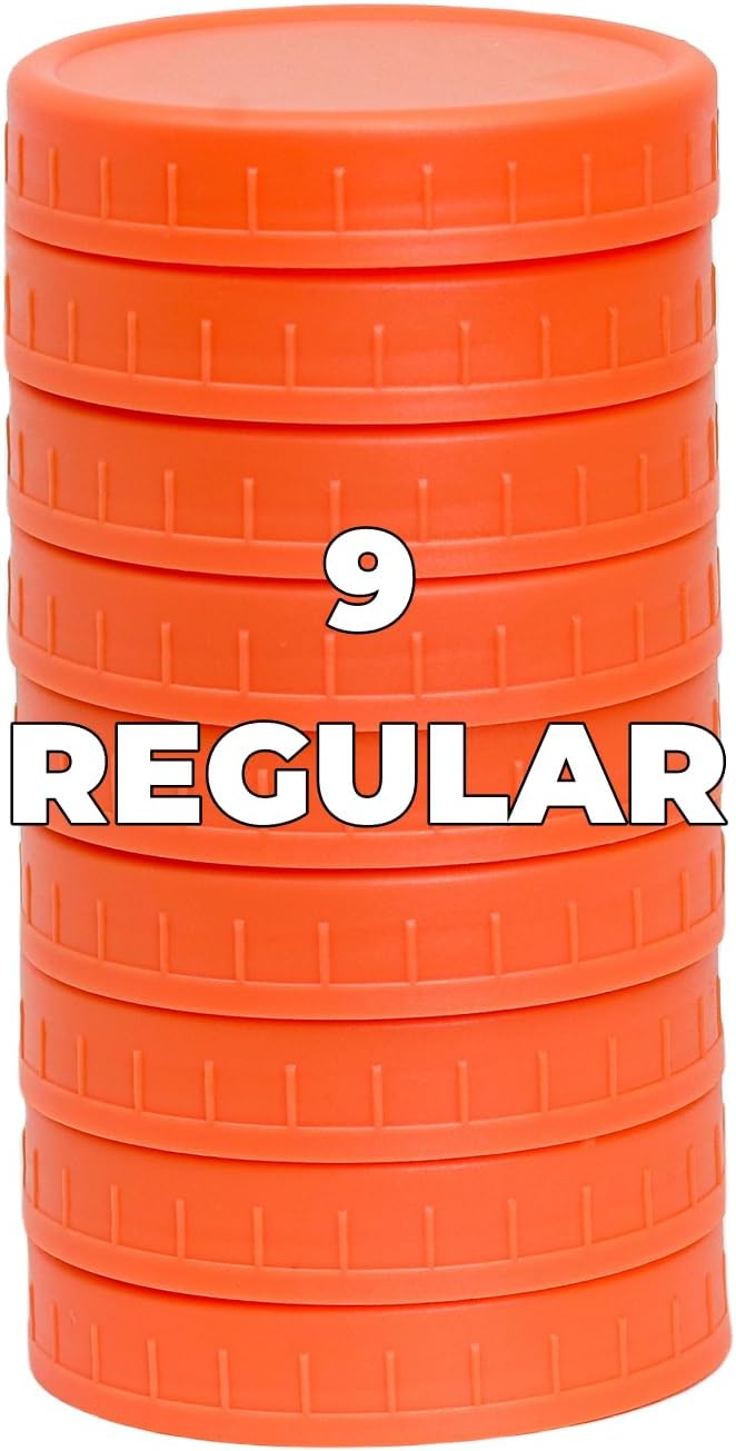 9-Pack Orange Mason Jar Lids with Silicone Rings