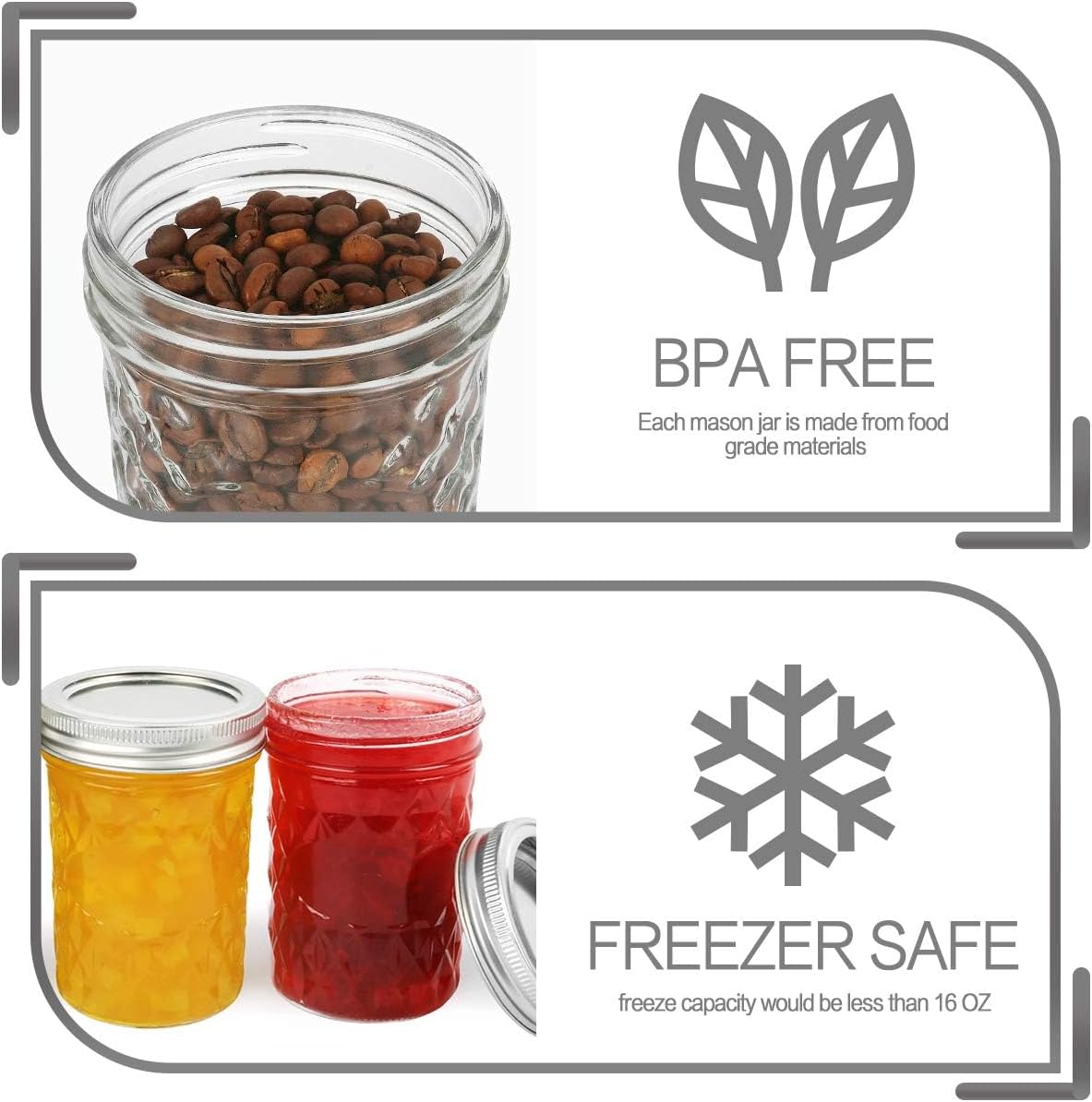 VERONES 12 Pack 16 oz Wide Mouth Mason Jars with Lids and Bands