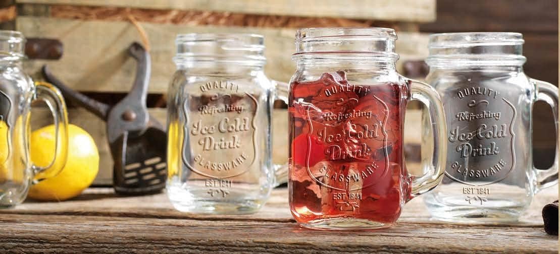 Glavers Mason Drinking Jars Set of 4 - 16 Oz