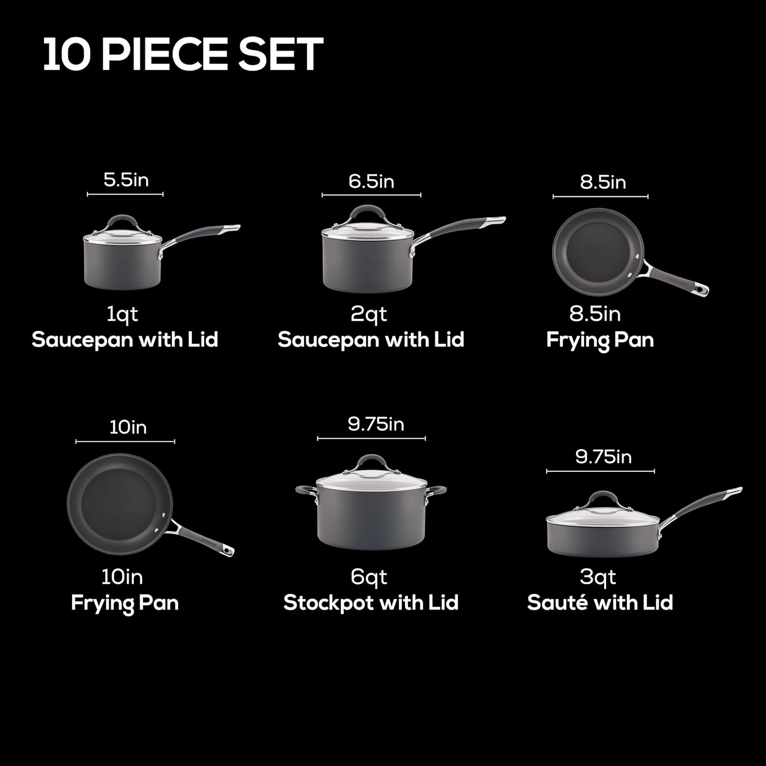 10-Piece Circulon Set Durable Nonstick dishwasher-safe