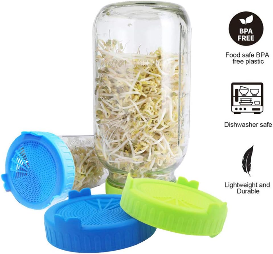 1 Pack Plastic Sprouting Lids for 86mm Wide-Mouth Mason Jars