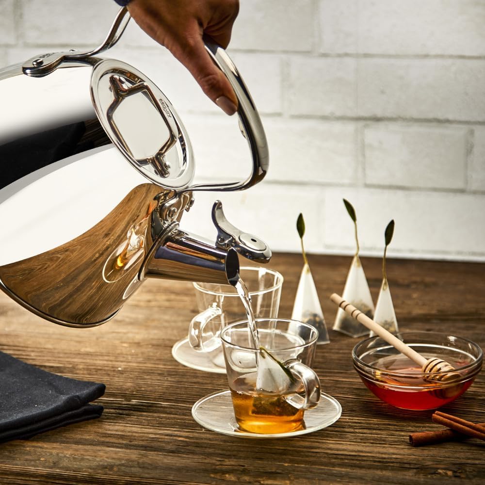 All-Clad 2 Quart Silver specialty tea kettle induction compatible