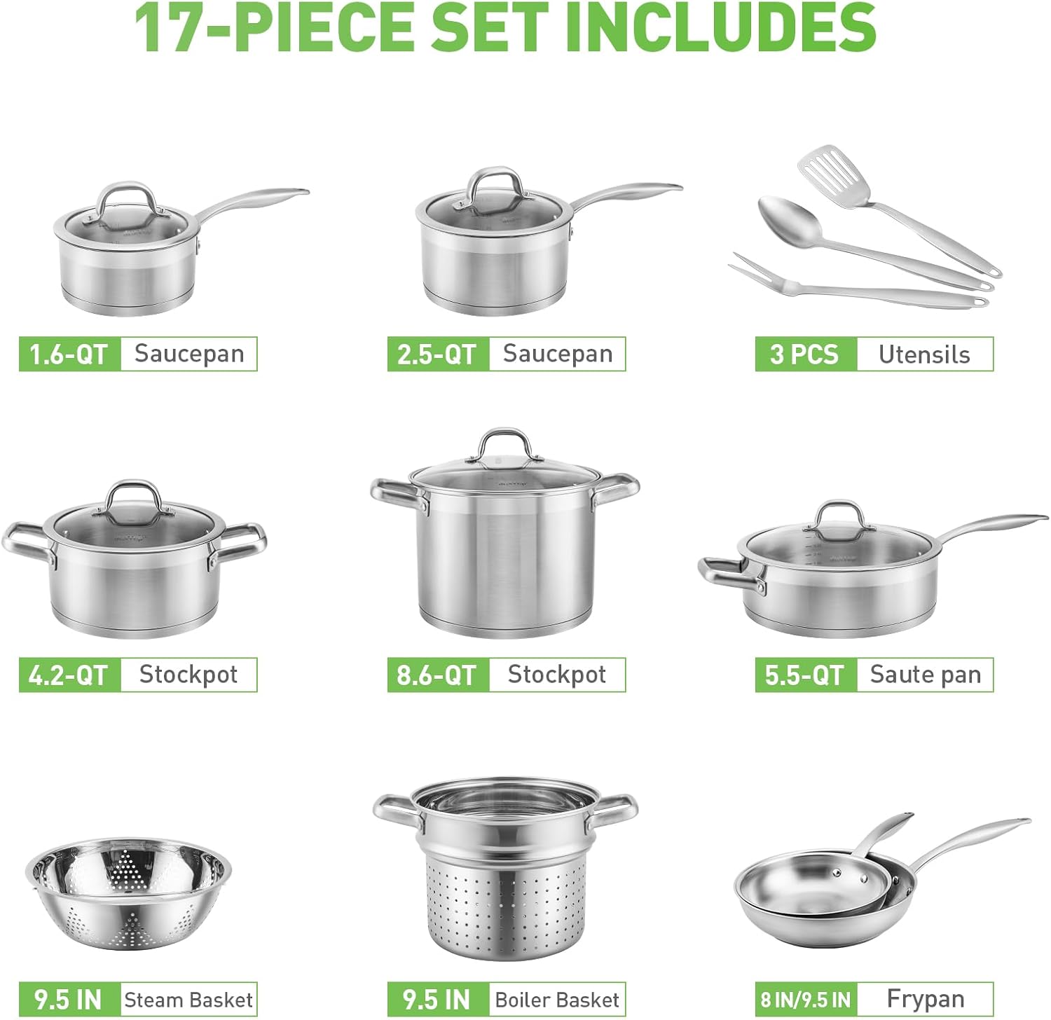 Duxtop Professional Stainless Steel Cookware Set