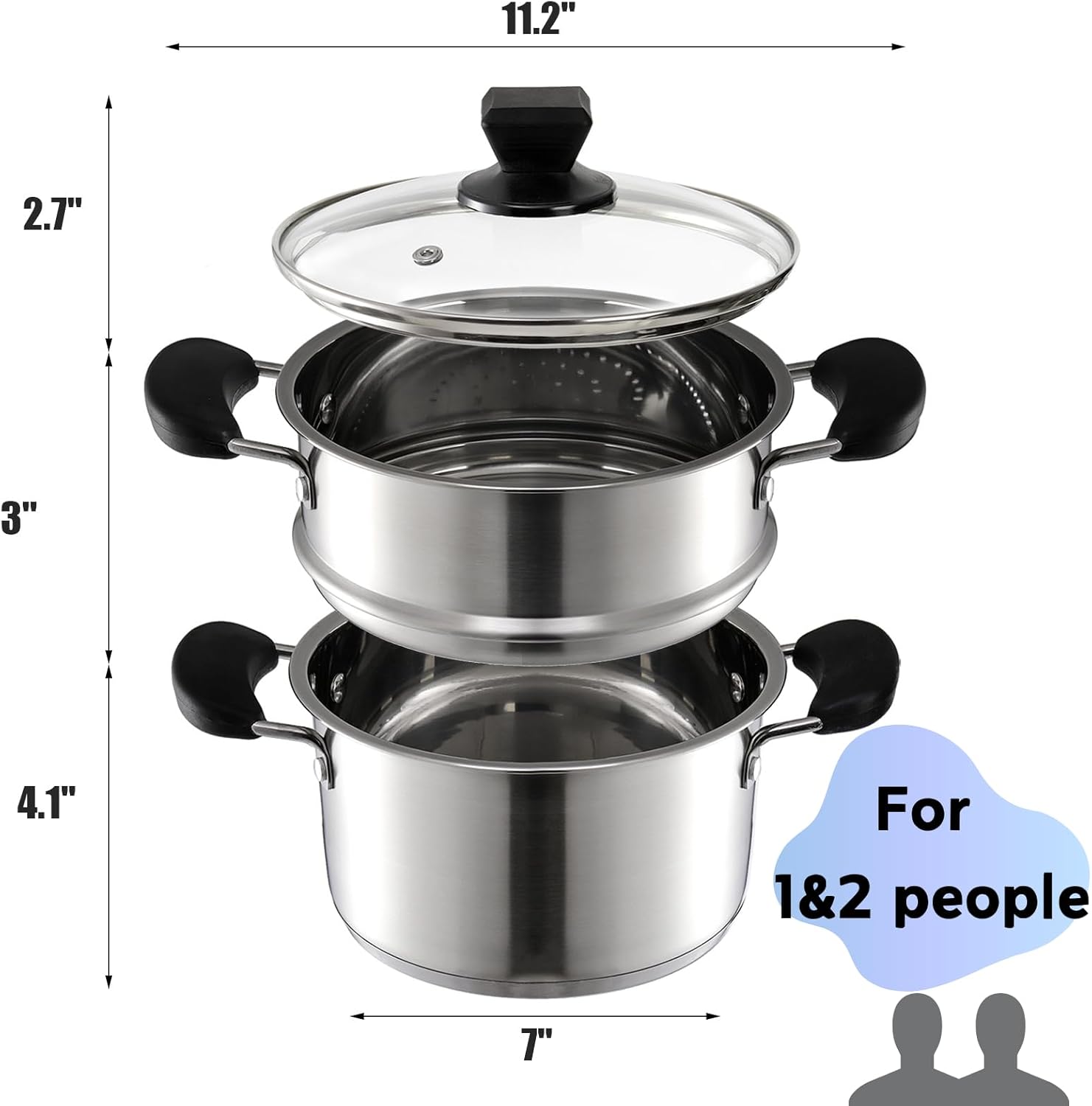 ZENFUN Mini Steamer Pot with Glass Lid