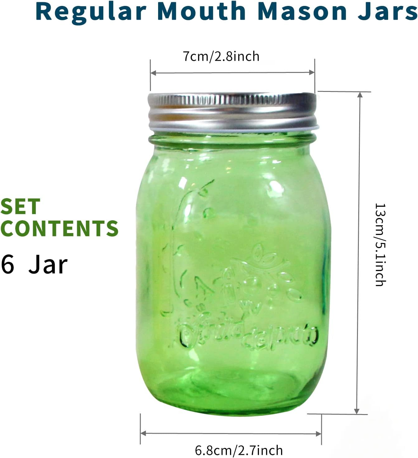 COOKWINMason Jars Set of 6 Capacity 16oz Multi-Purpose Glass Jars