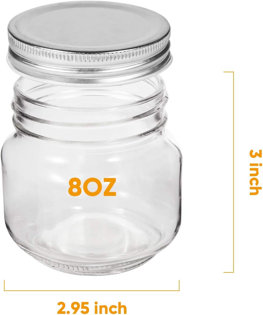 Premium Mason Jars 8oz for Kitchen Storage