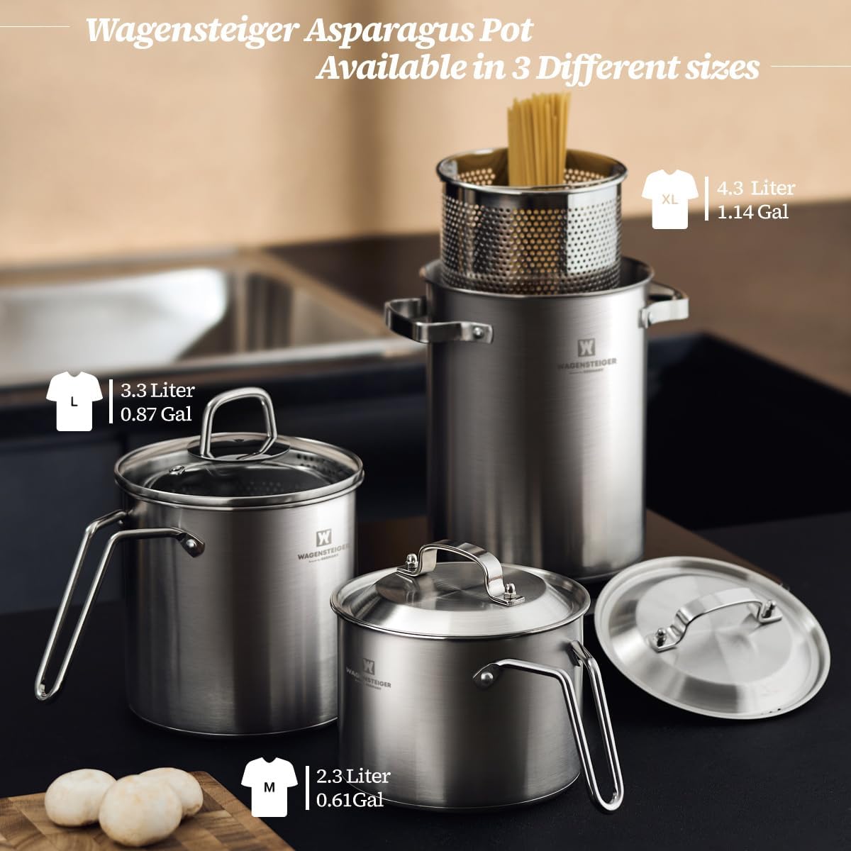 Premium Stainless Steel Asparagus Steamer Pot Large 43L
