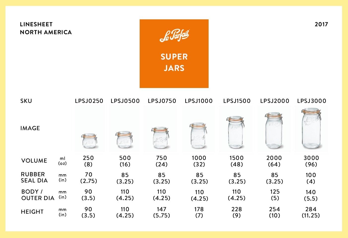 Le Parfait 2L Glass Canning Jar with Lid