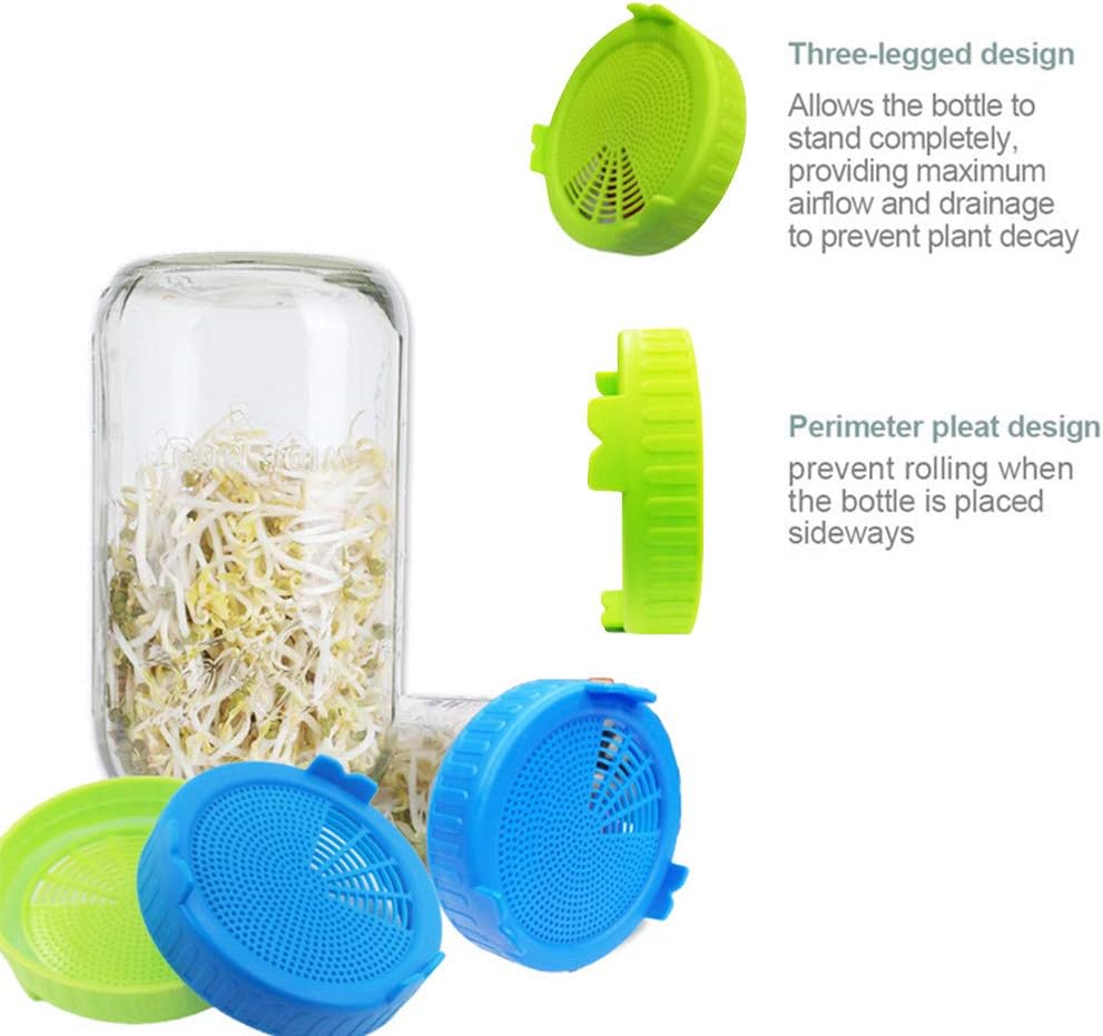 1 Pack Plastic Sprouting Lids for 86mm Wide-Mouth Mason Jars