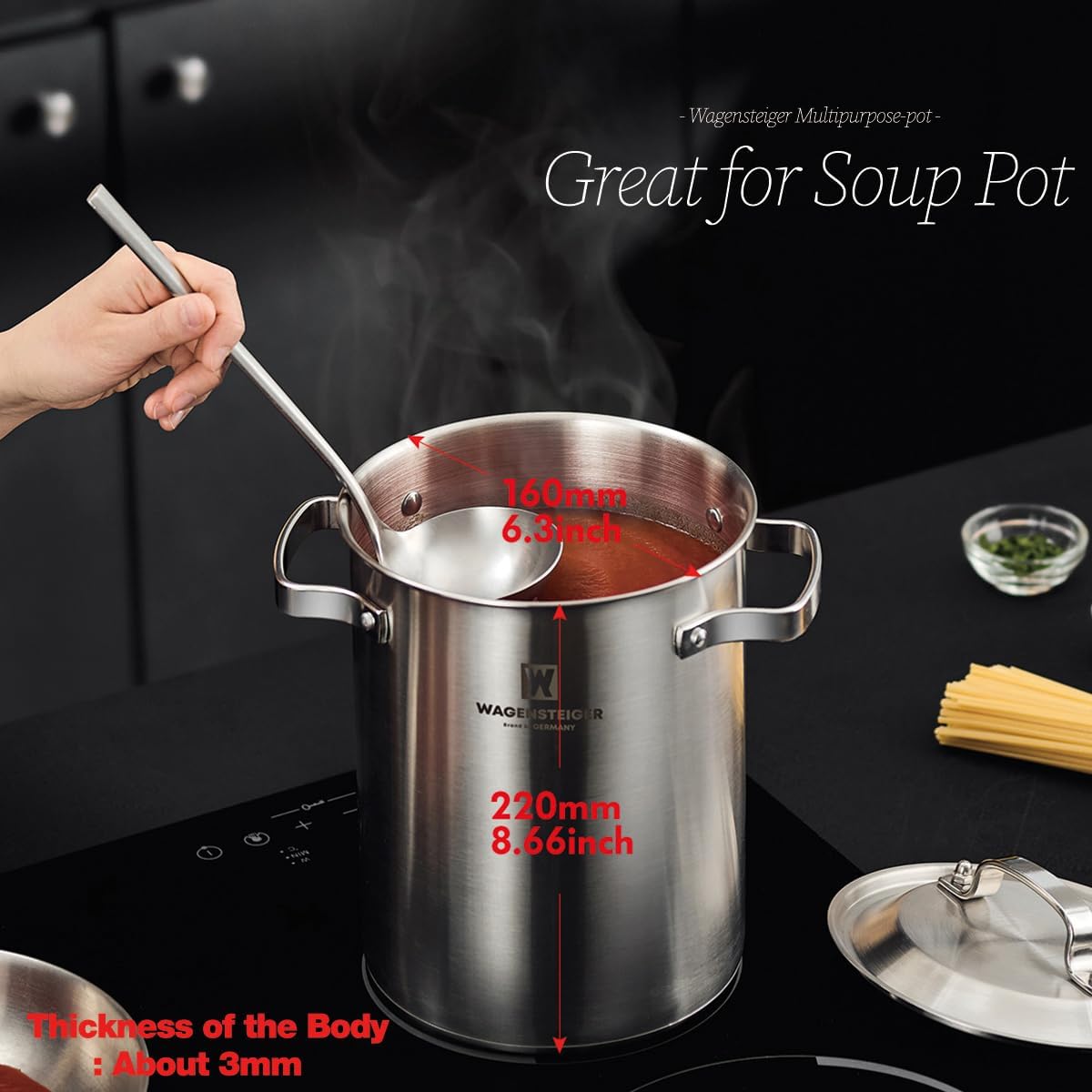 Premium Stainless Steel Asparagus Steamer Pot Large 43L