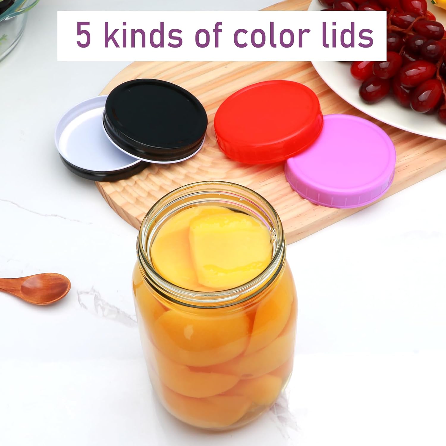 Flrolove 32oz Glass Mason Jars 12-Pack with One-Piece Lid