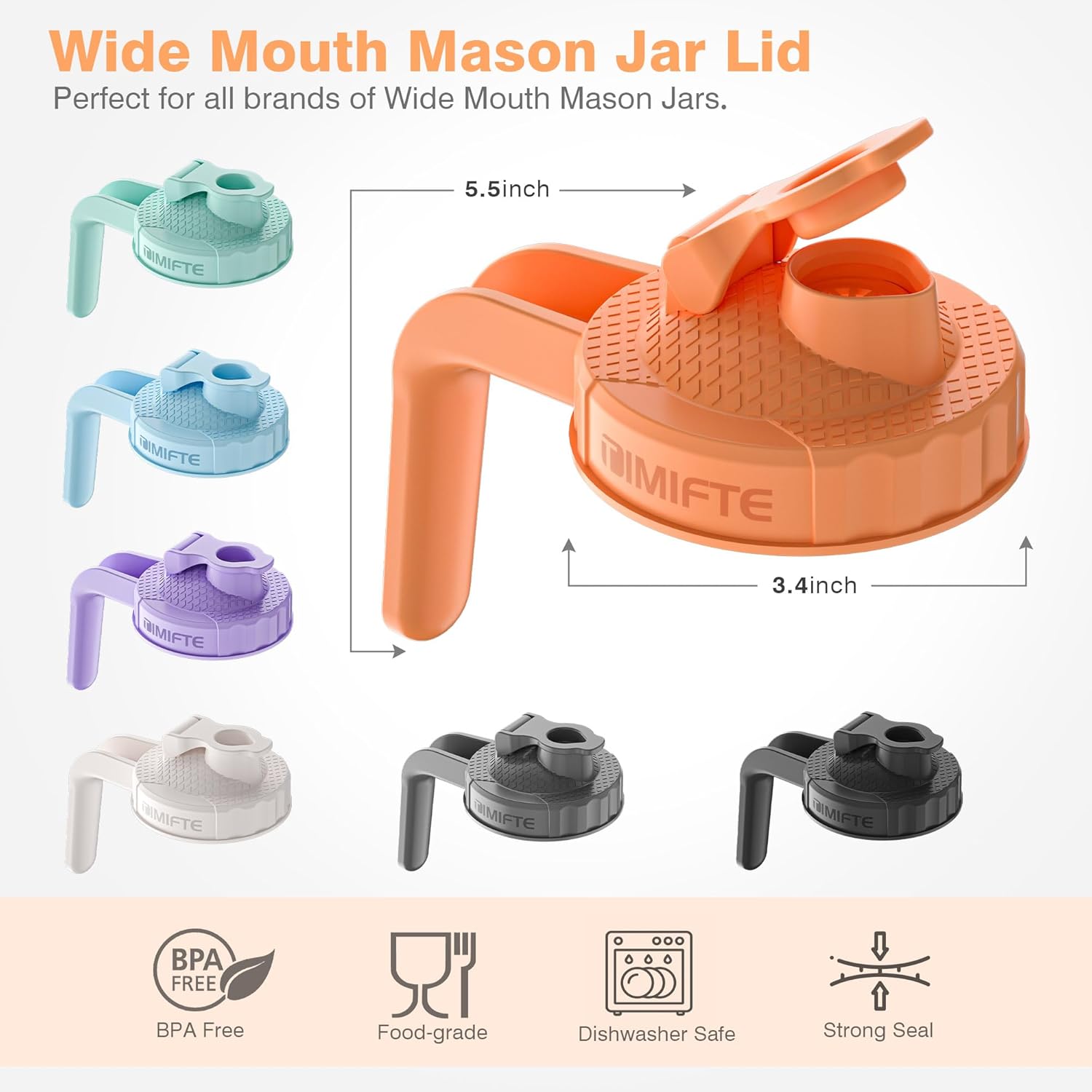Mason Jar Pour Spout Lid - Ergonomic Handle Durable Leak-Proof