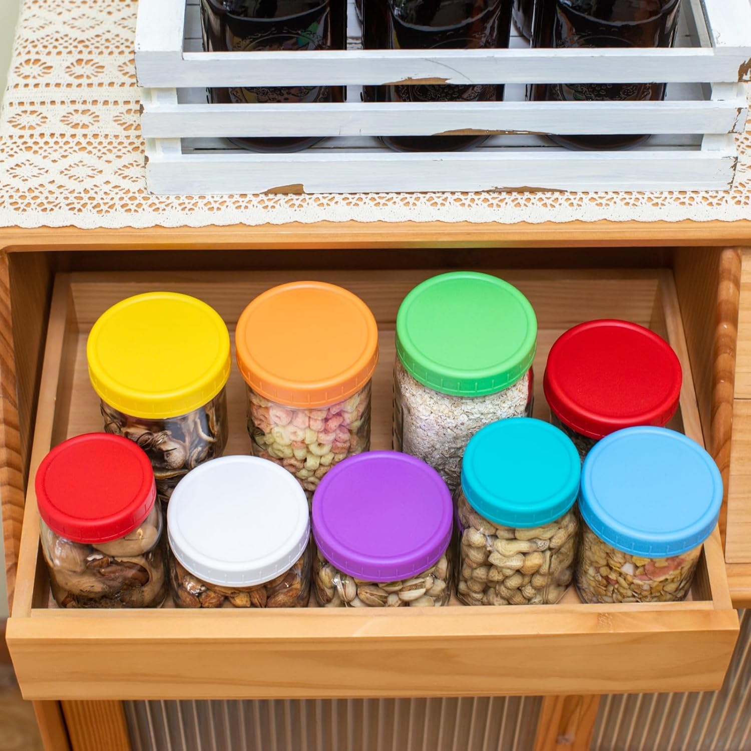 9-Pack Orange Mason Jar Lids with Silicone Rings
