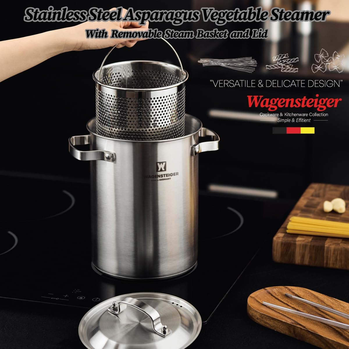 Premium Stainless Steel Asparagus Steamer Pot Large 43L
