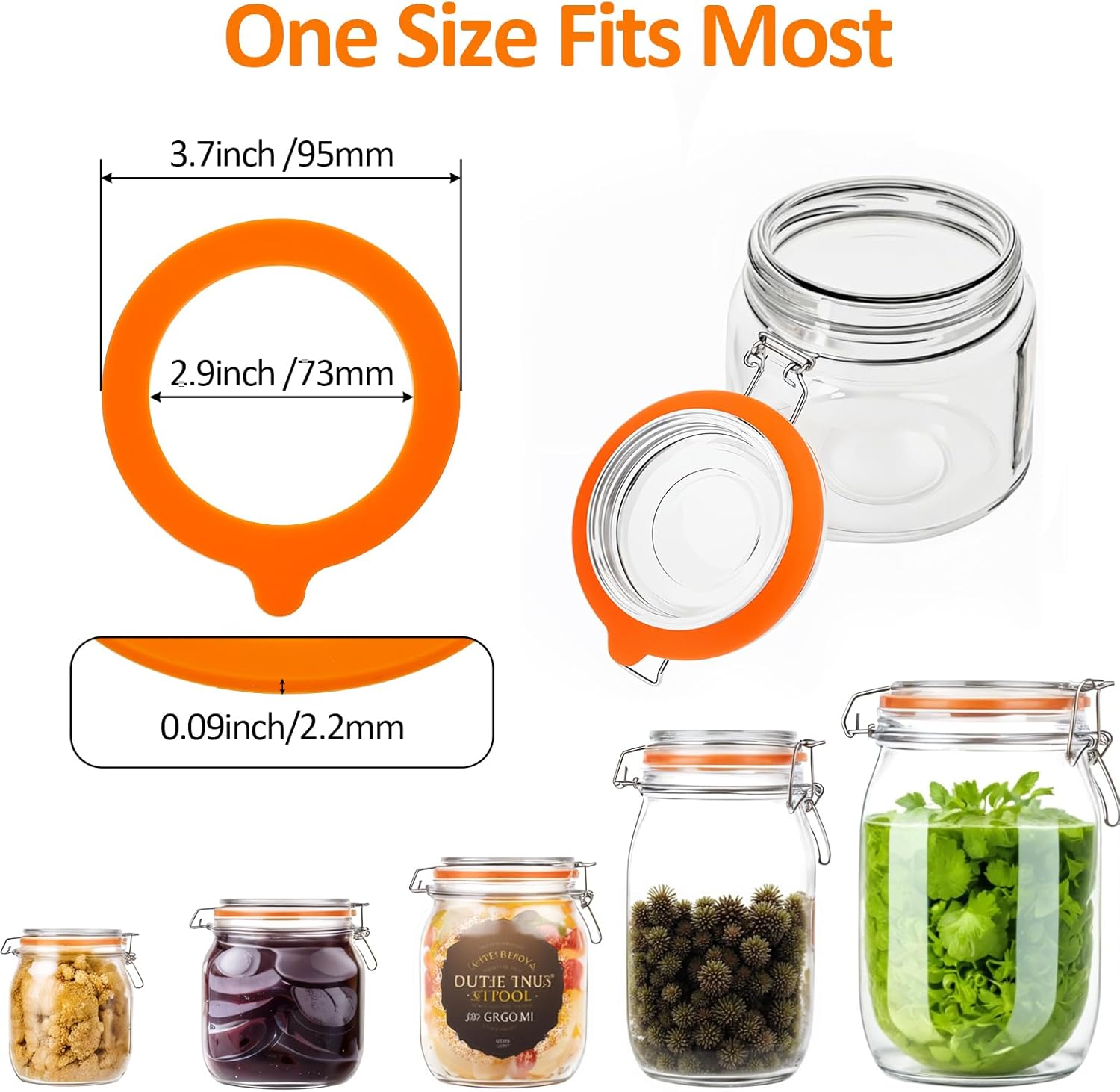 8-Piece Silicone Replacement Gaskets for Glass Jars