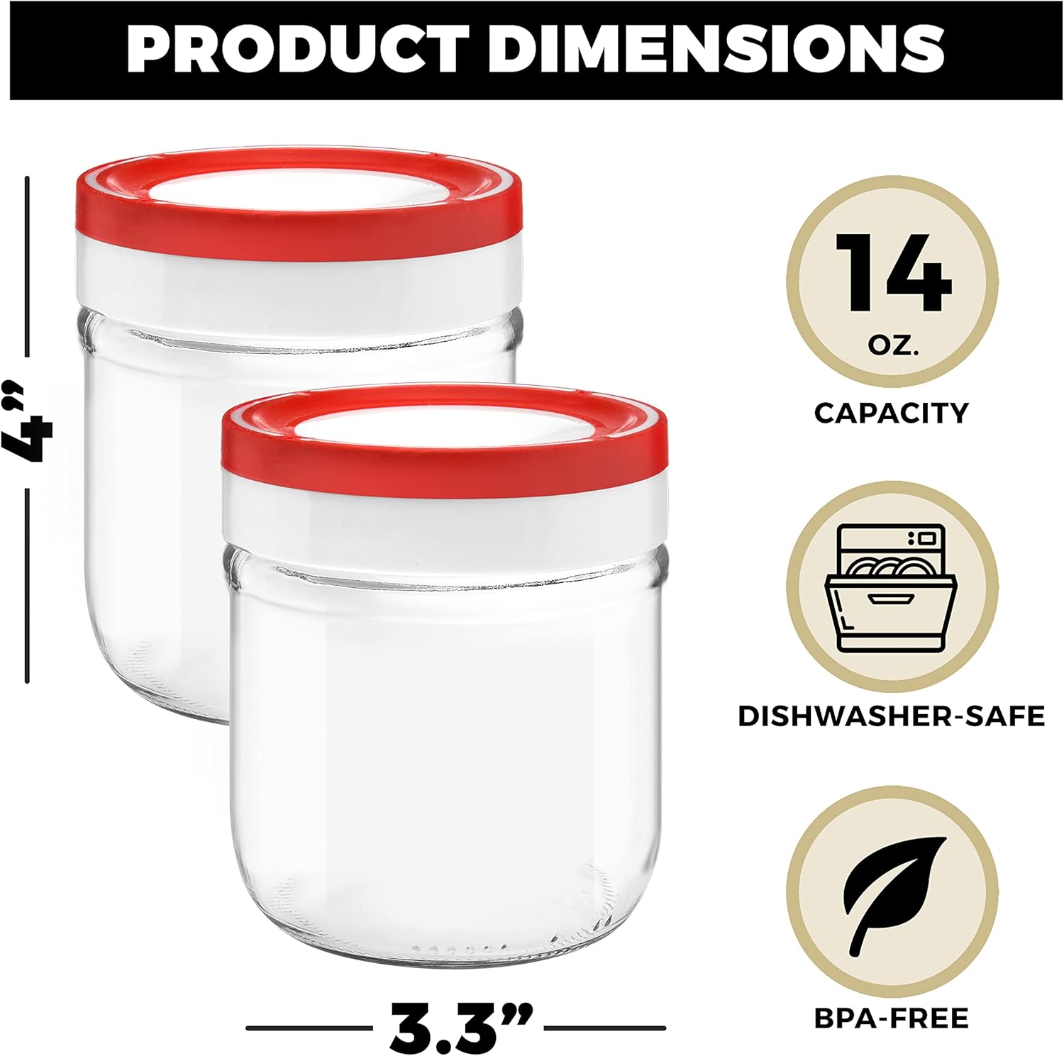 4-Pack Mason Jars for Meal Prep Storage
