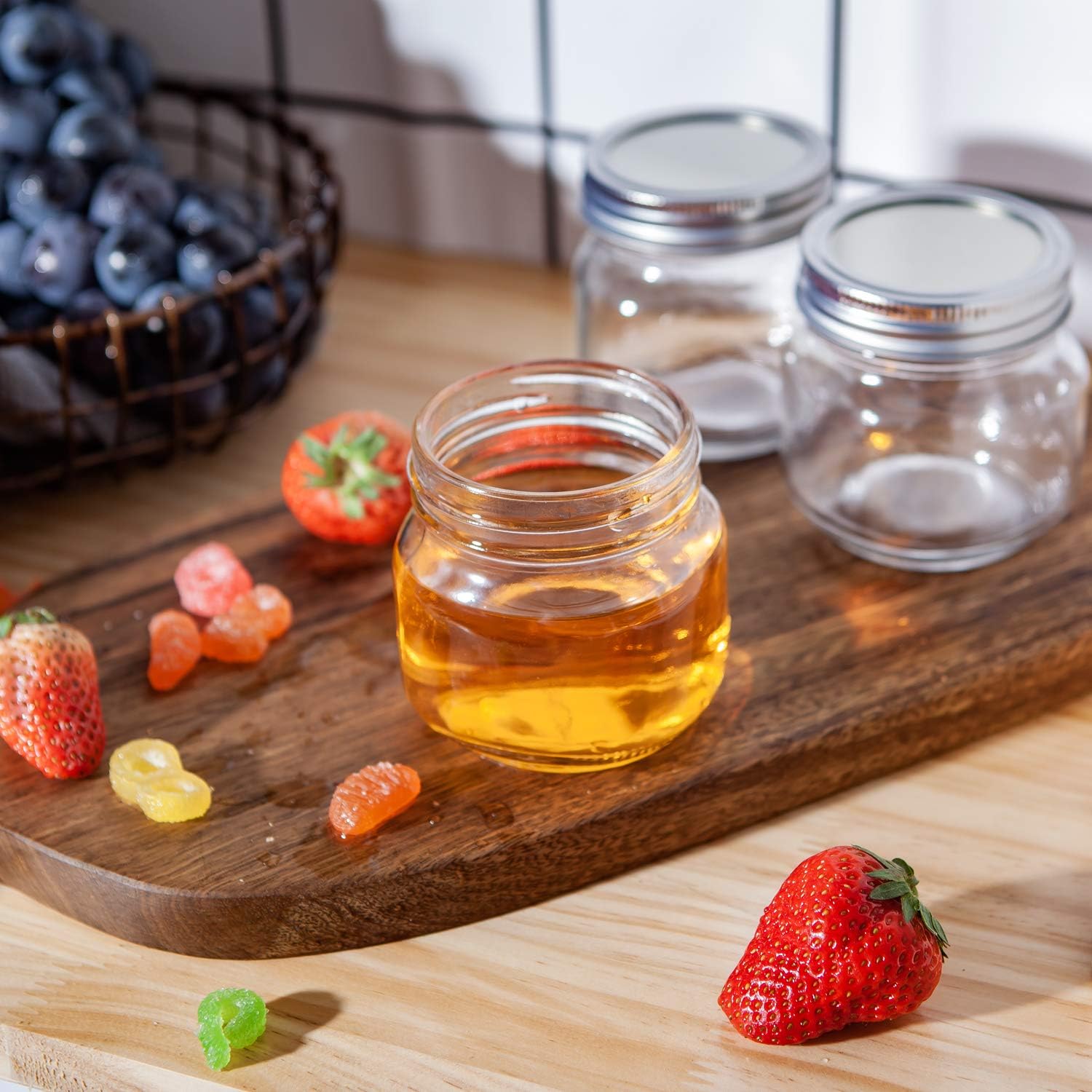Premium Mason Jars 8oz for Kitchen Storage