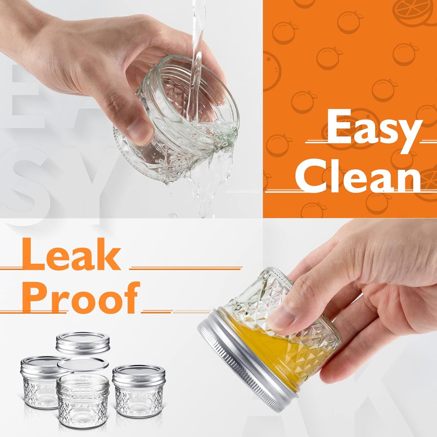 Asika - Mini Glass Jars Set 4 oz Design for Home Kitchen