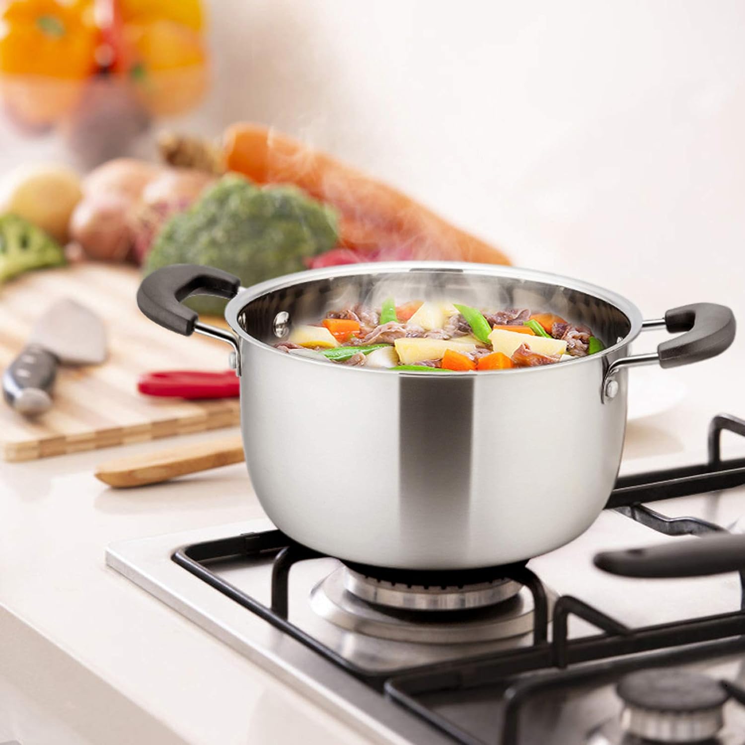 PP CHEF 4 Qt Stockpot with Lid - Stainless Steel 1