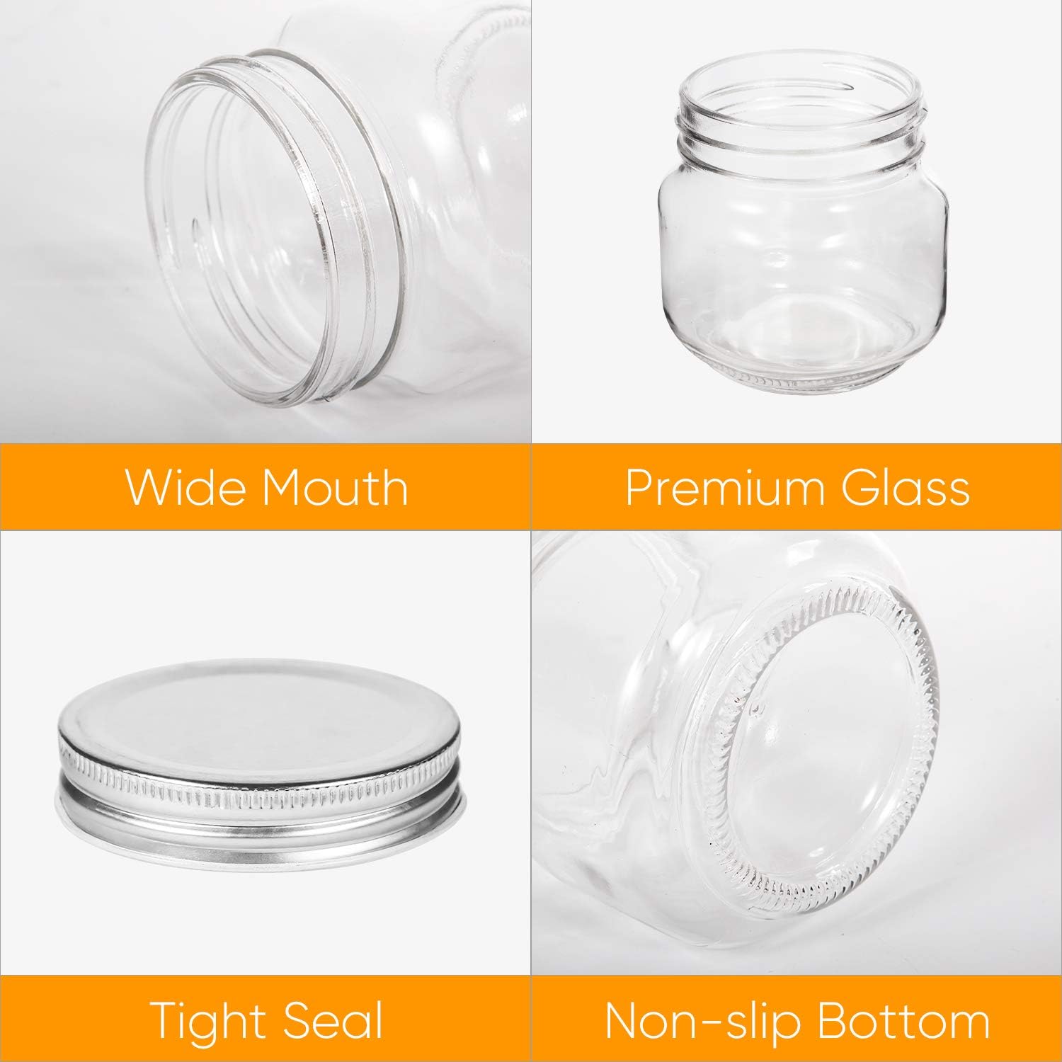 Premium Mason Jars 8oz for Kitchen Storage