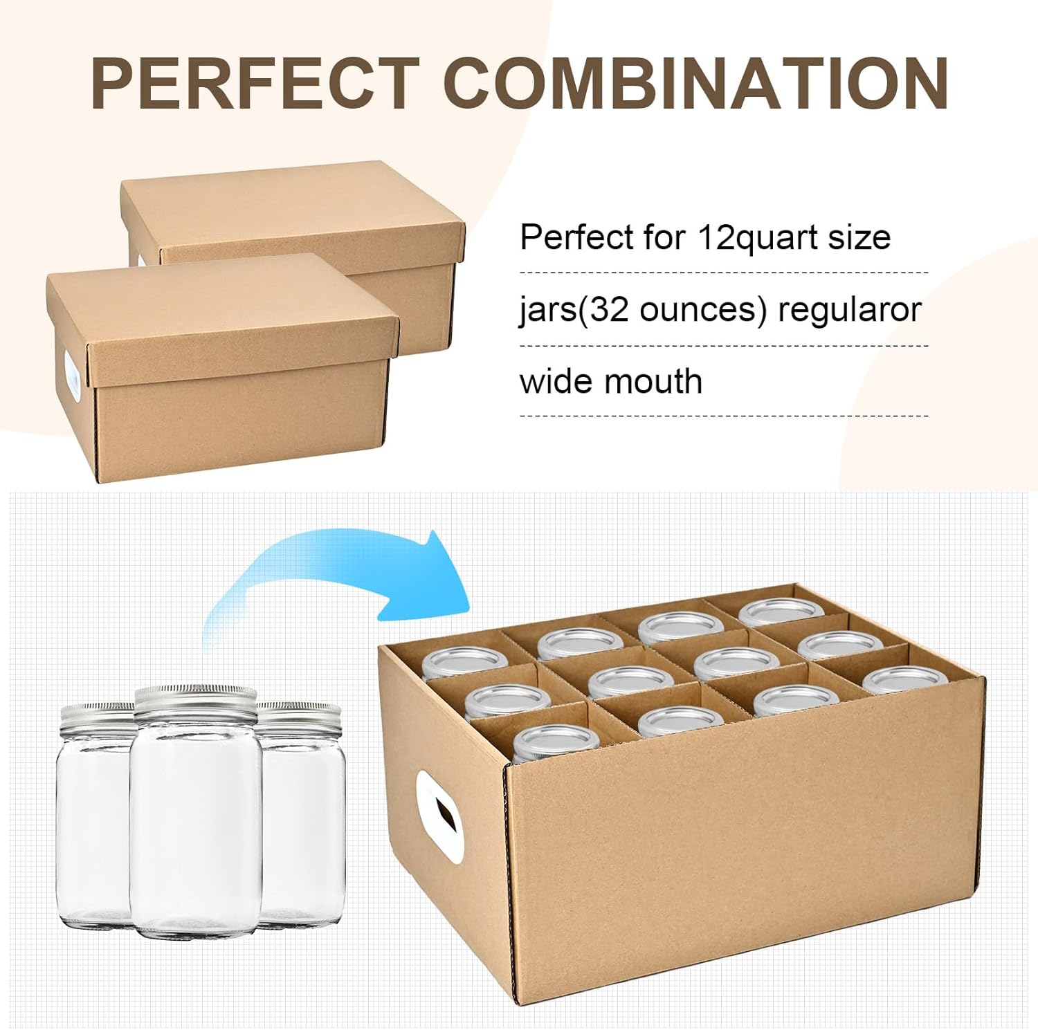 3 Pcs Mason Jar Storage Boxes