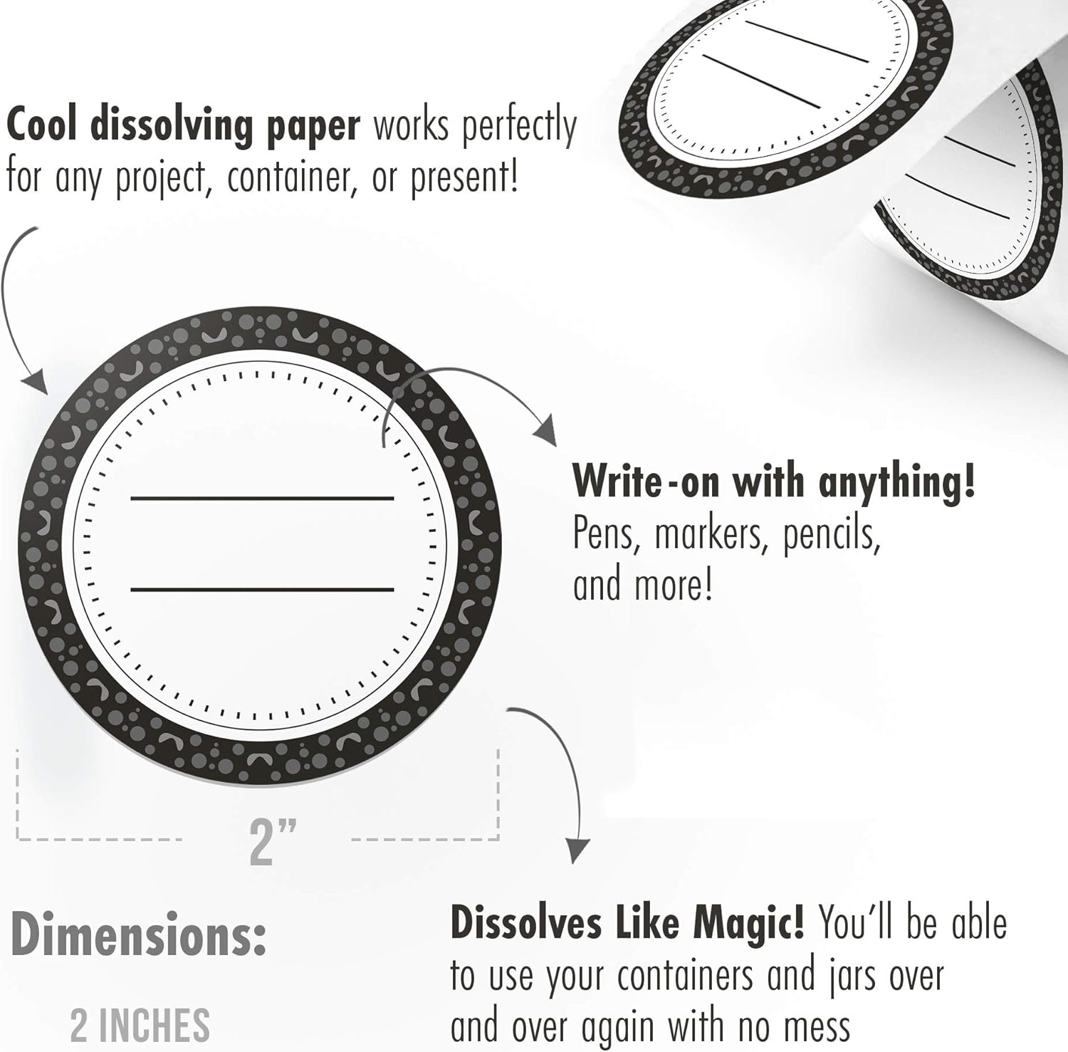 Messy-Free Canning Labels for Jars 2 Black Set of 200