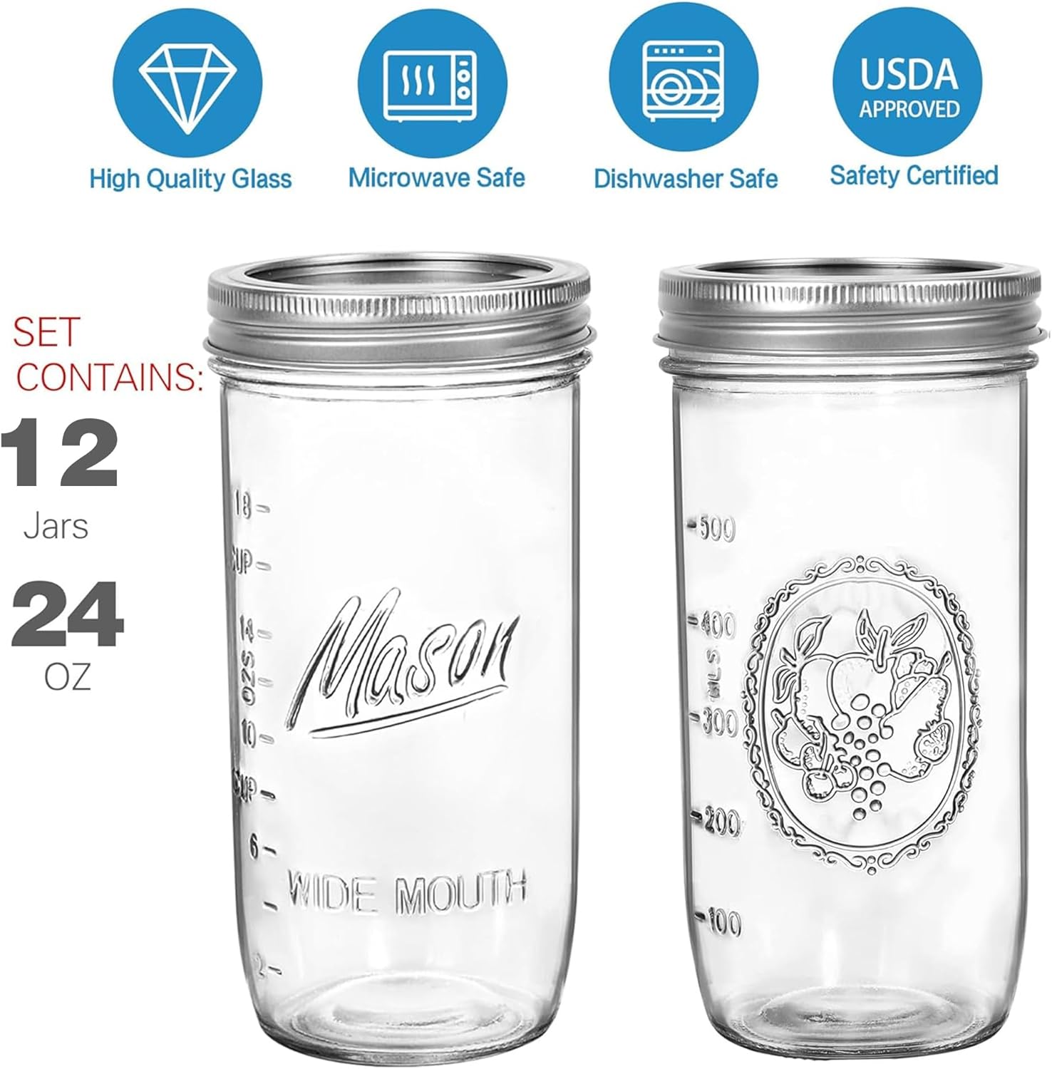 Versatile 24oz Mason Jars
