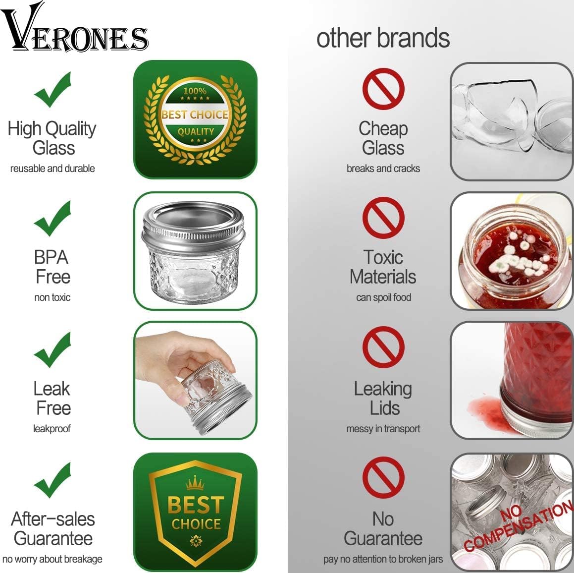 40 Mason Jars Verones Canning Set with Silver Lids