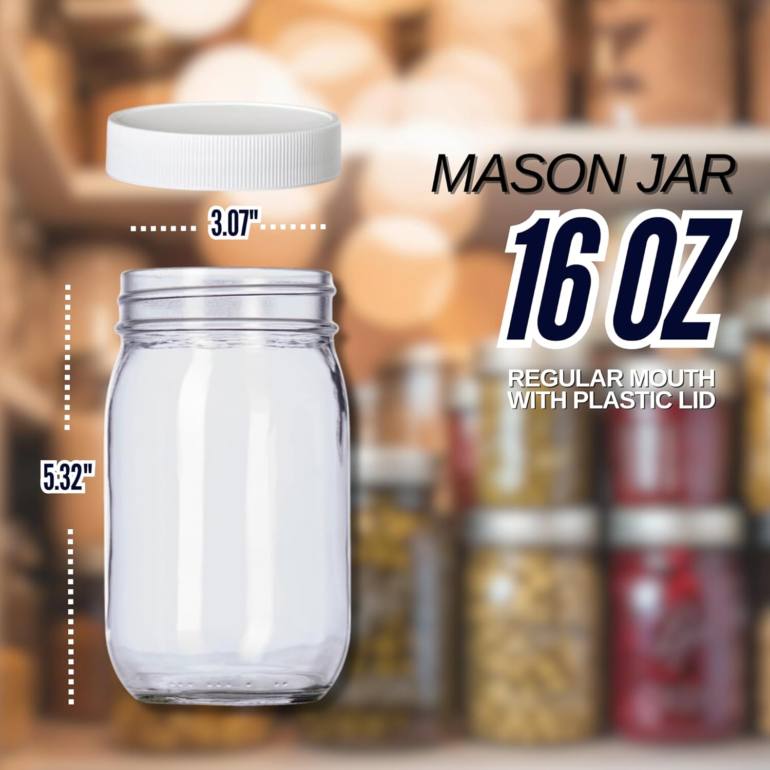 Durable 16 oz Mason Jars