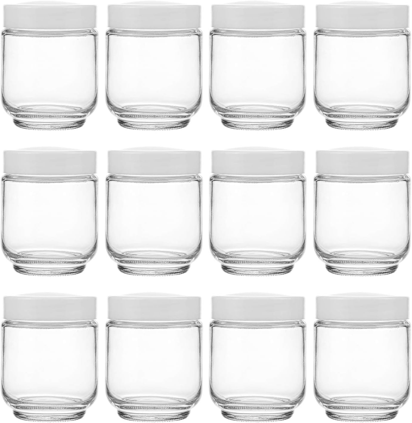 Hedume 12 Pack 6oz Clear Glass Jars with White Lids