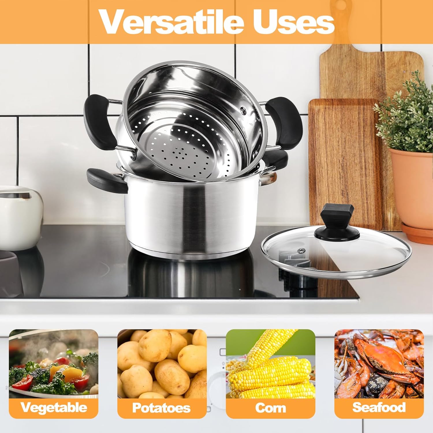 ZENFUN Mini Steamer Pot with Glass Lid