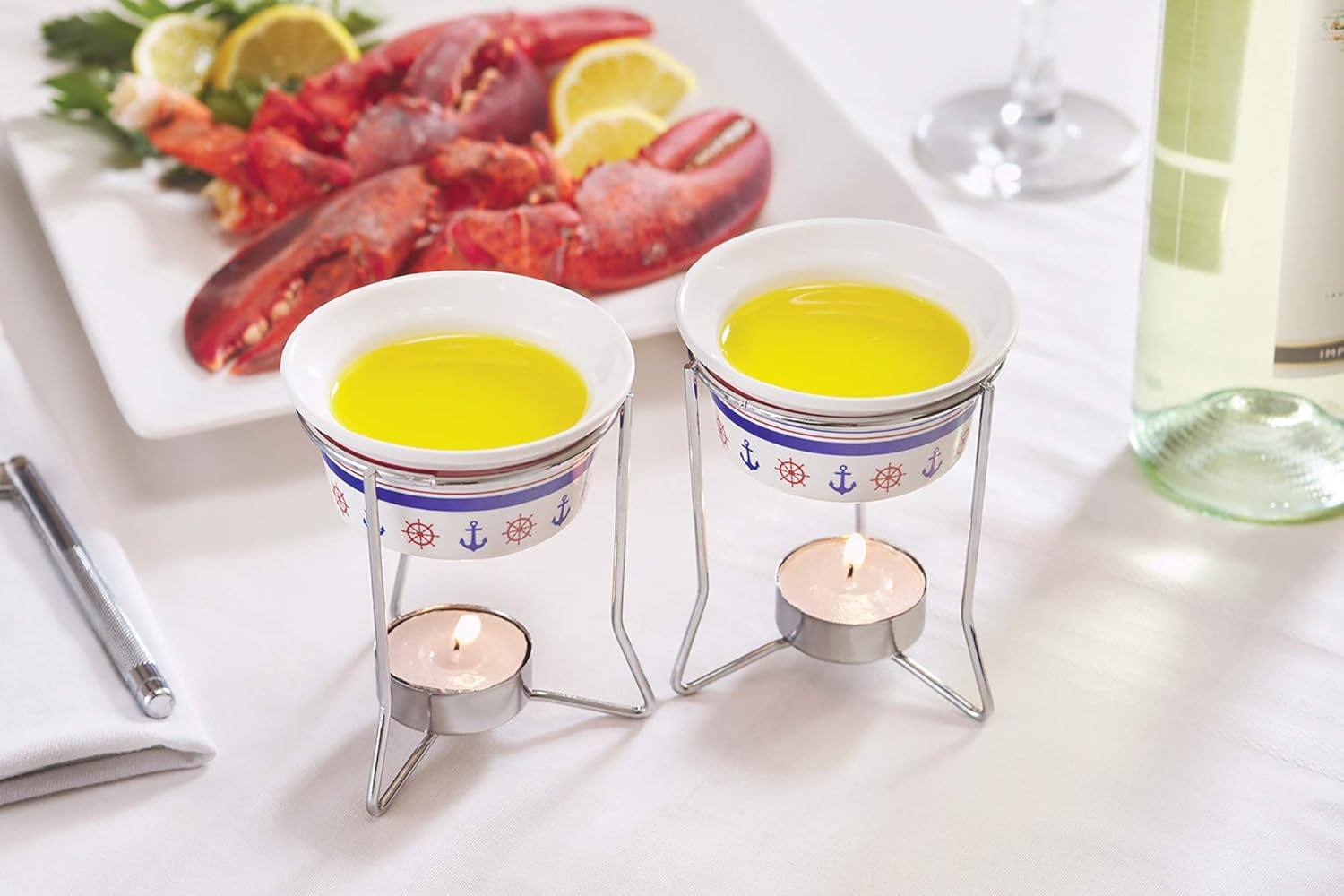 Nantucket Seafood Ceramic Butter Warmers Nautical Design Set of 2