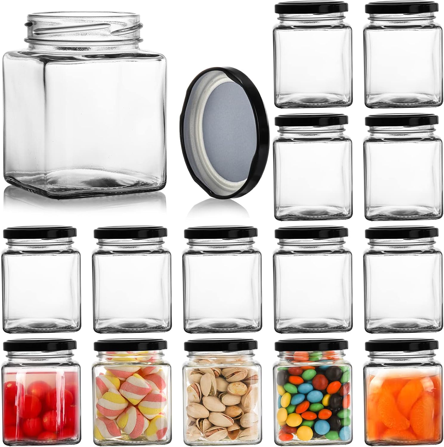 Sturdy 15-Pack Glass Canning Jars for Kitchen Storage