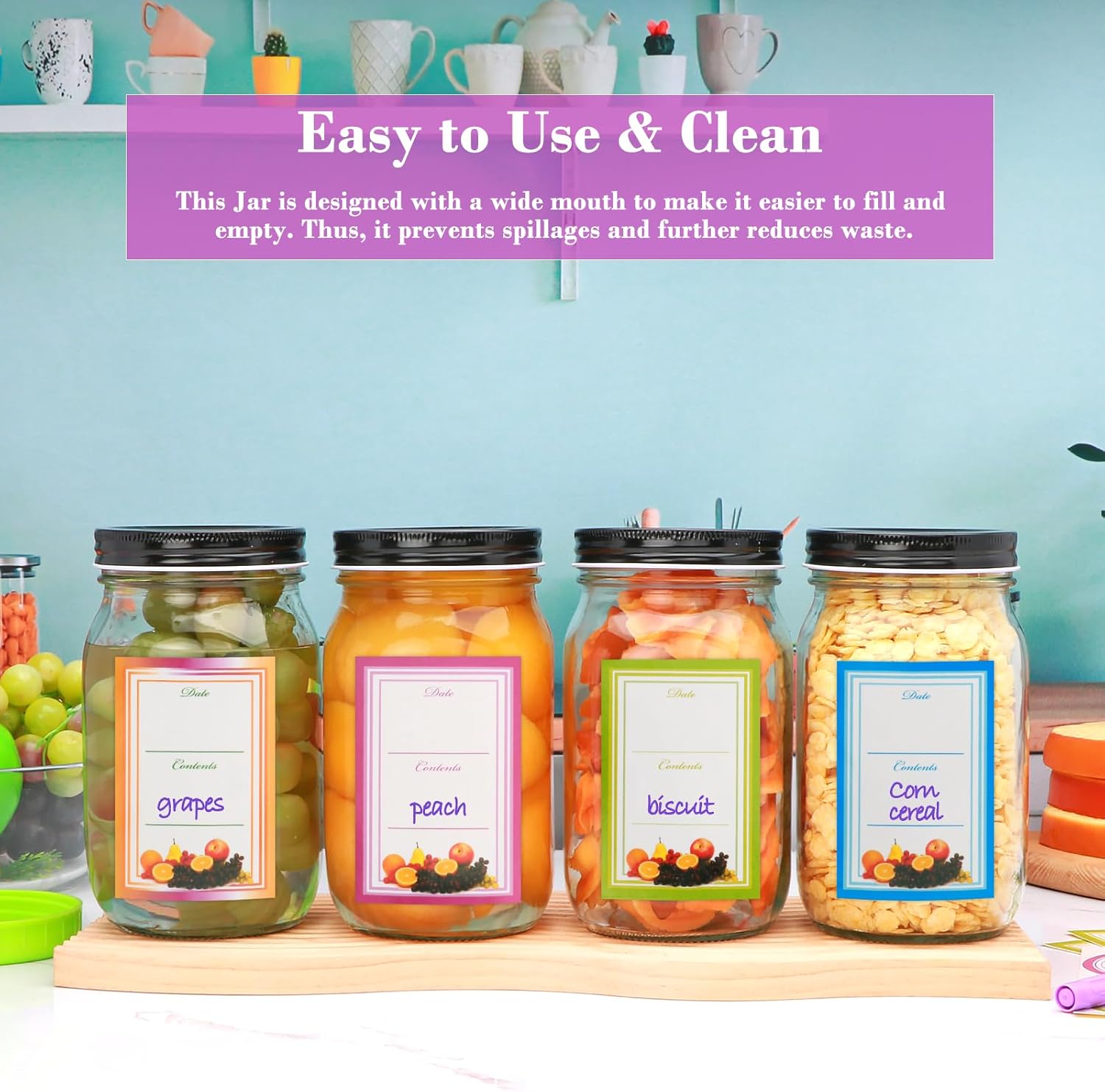 Flrolove 32oz Glass Mason Jars 12-Pack with One-Piece Lid