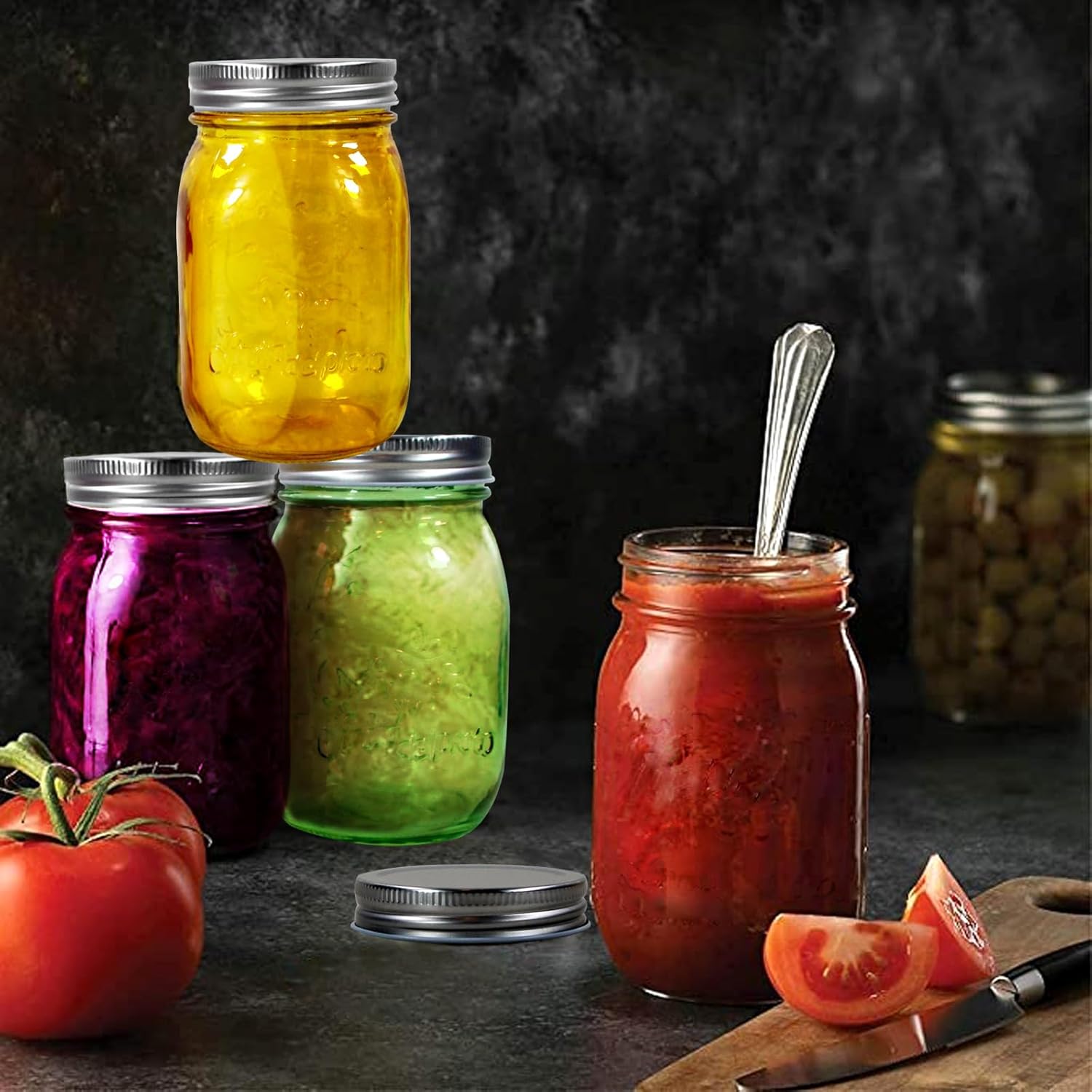 COOKWINMason Jars Set of 6 Capacity 16oz Multi-Purpose Glass Jars