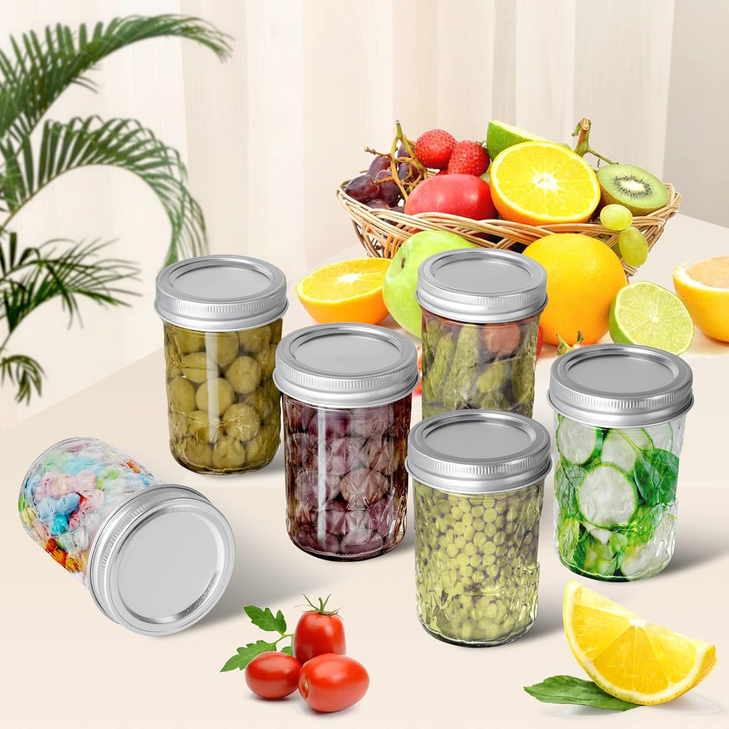 Moniko 6oz Mason Jars with Lids 12-Pack for Canning Storage