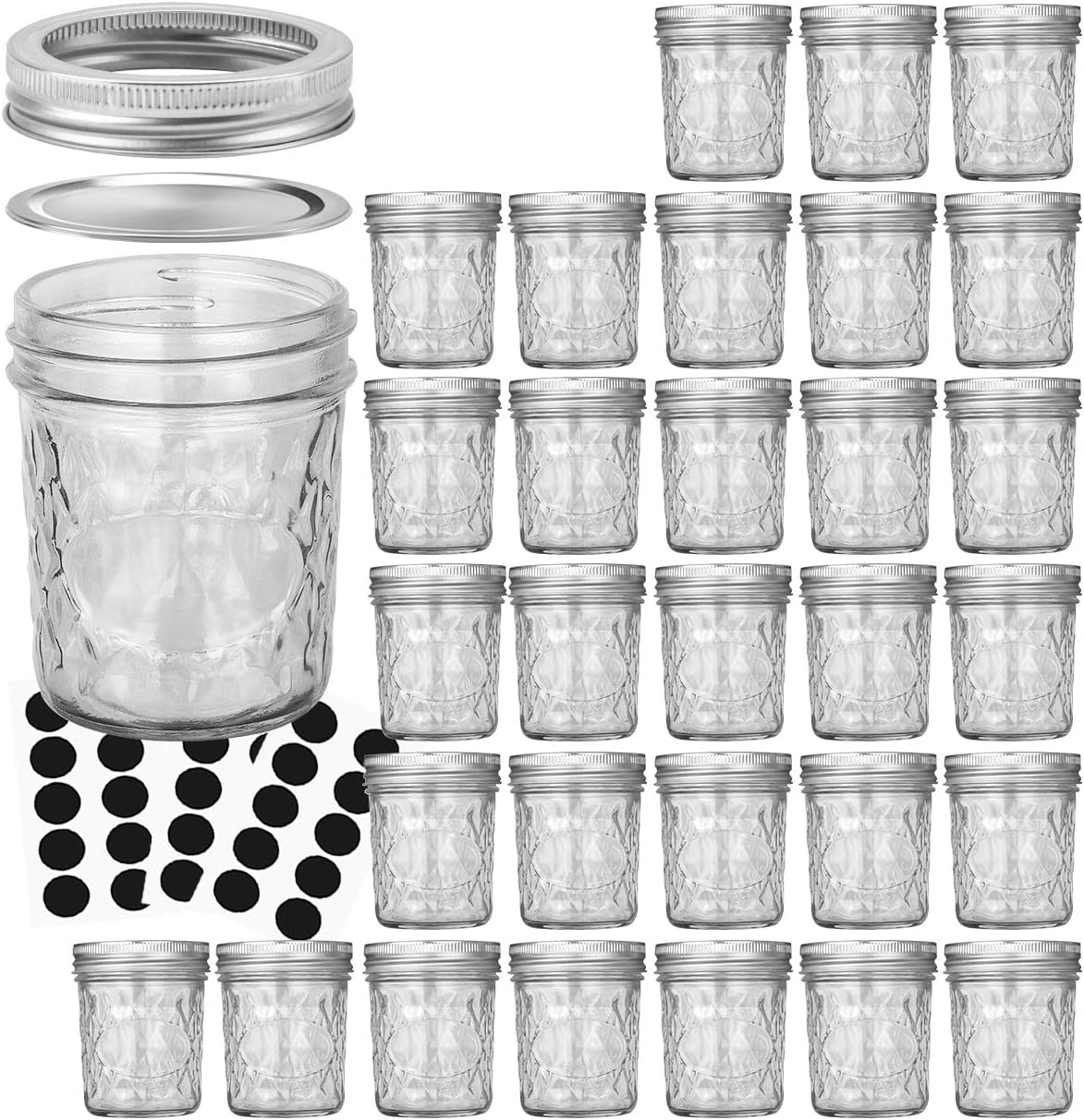 VERONES Mason Jars 6oz 30-Packed