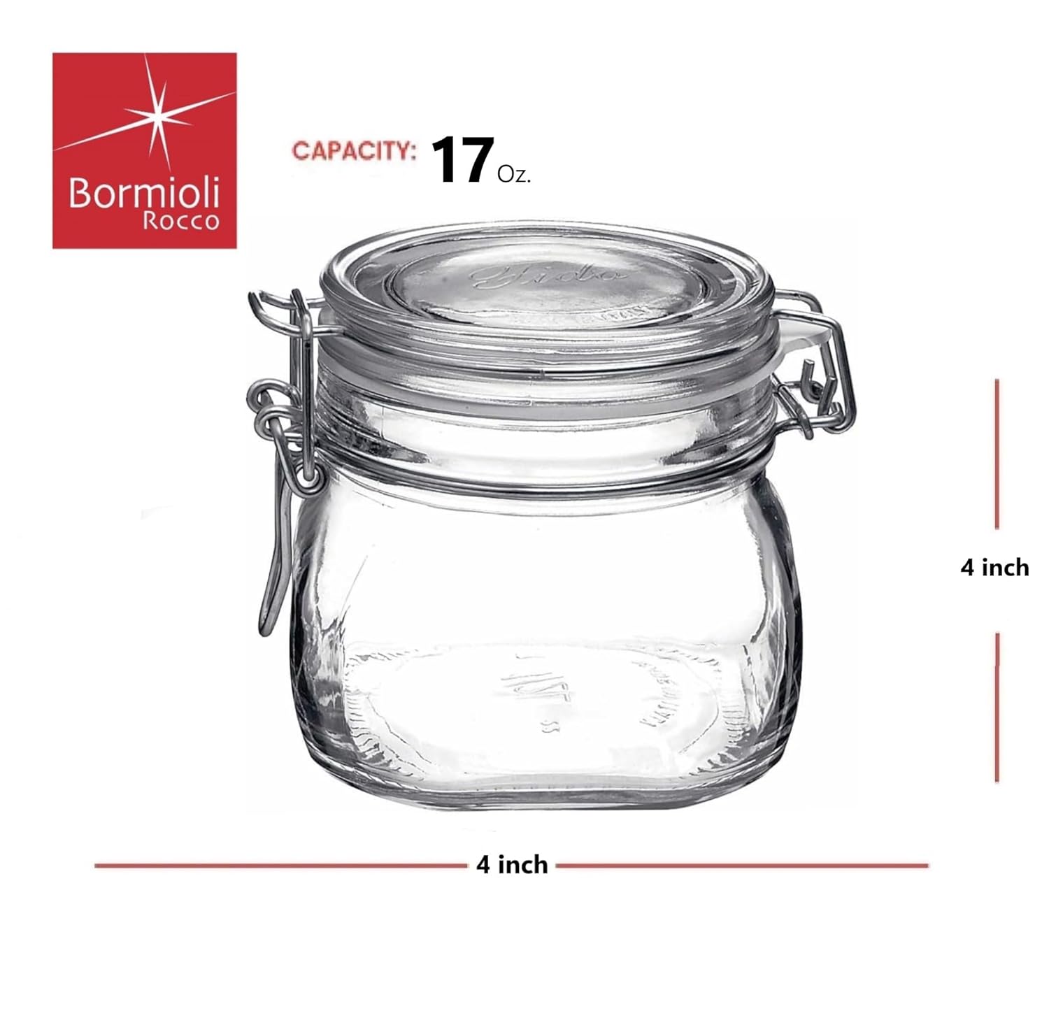 Bormioli Rocco Fido Clear Glass Canning Jar - 05L dishwasher safe eco-friendly
