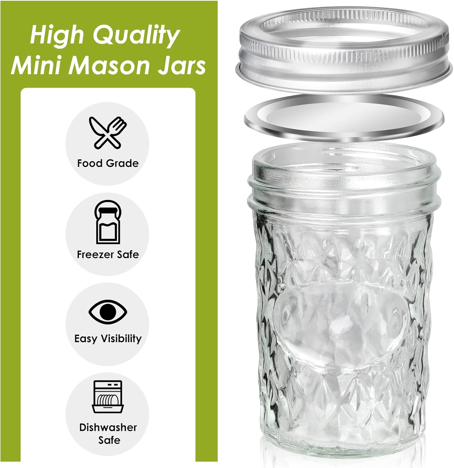 Moniko 6oz Mason Jars with Lids 12-Pack for Canning Storage