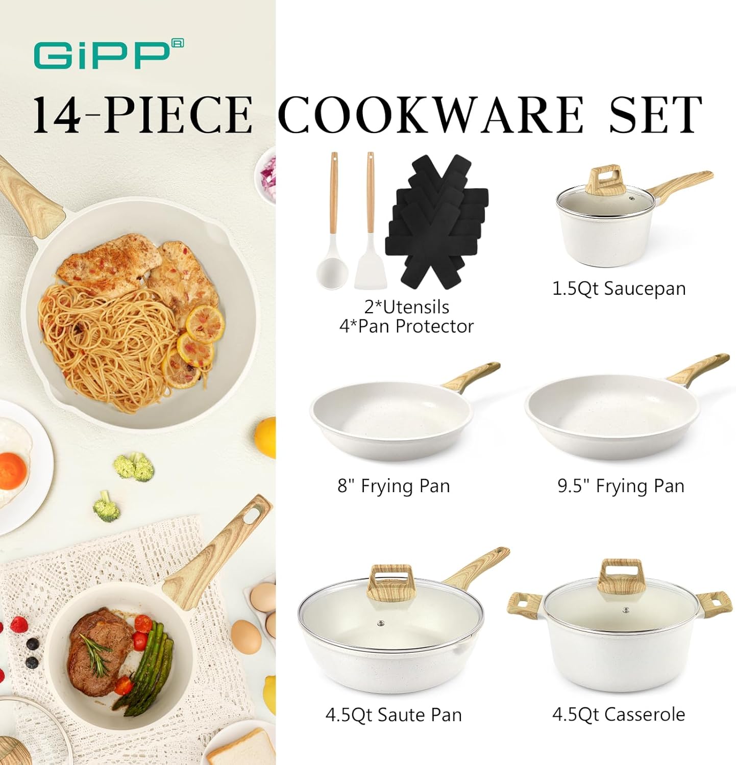 GiPP - Premium Nonstick Cookware Set for Cooking Enthusiasts