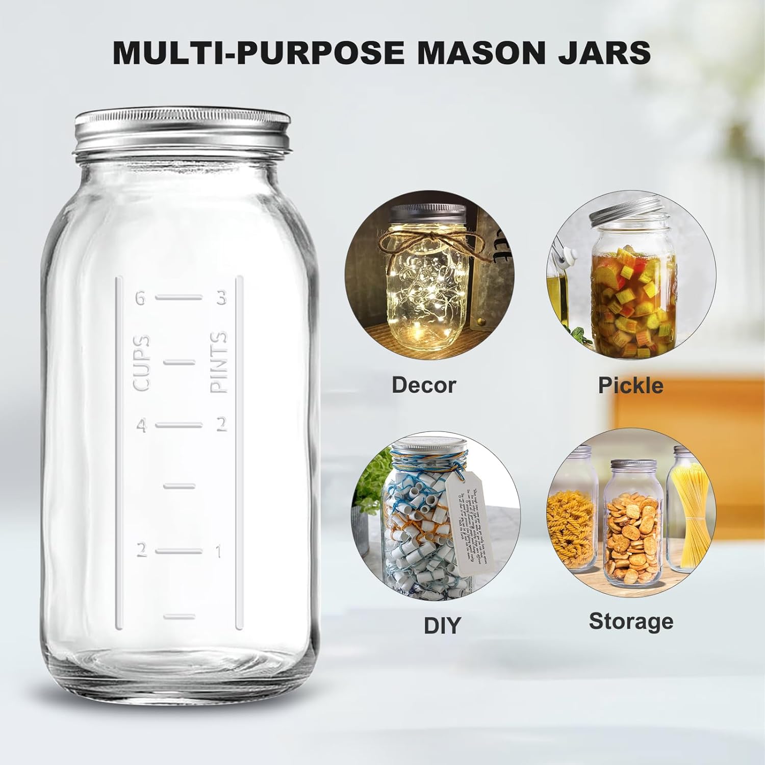 Xylanor 64 OZ Mason Jars Set