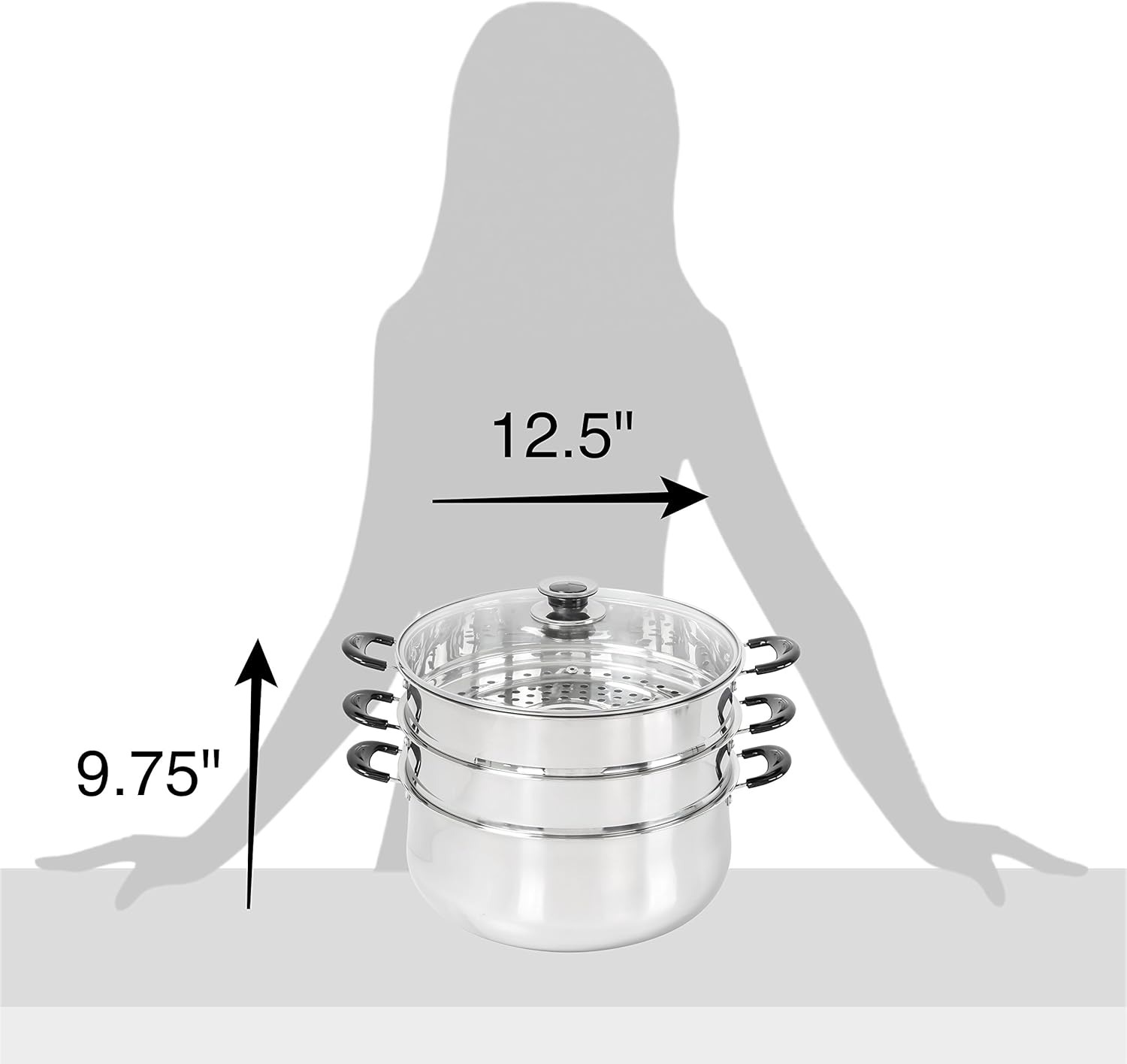Triple-Ended 30cm Stainless Steel Steamer Pot
