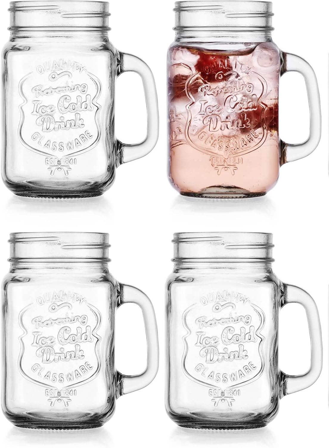 Glavers Mason Drinking Jars Set of 4 - 16 Oz
