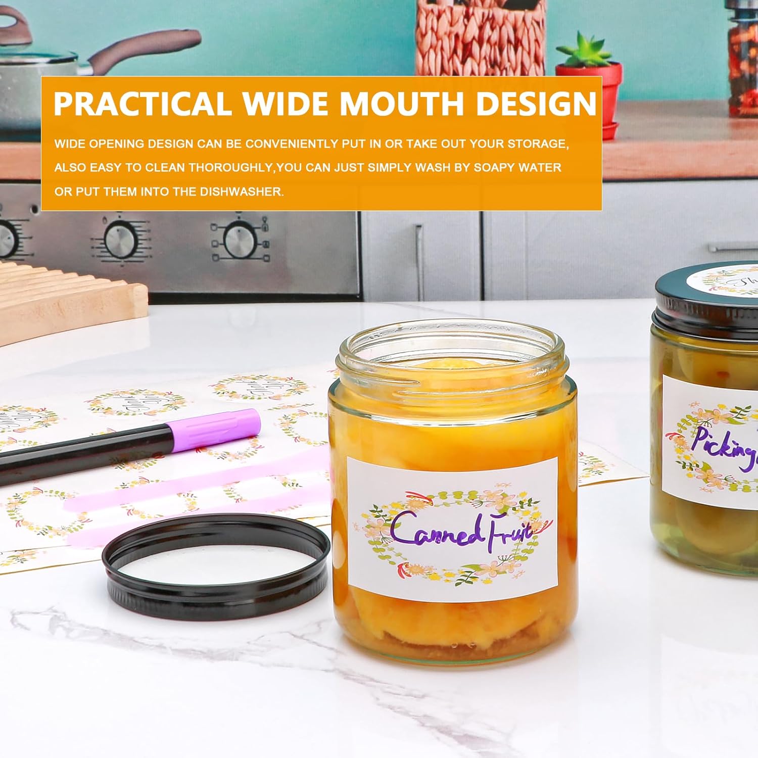 16-Piece 8oz Glass Jars with Lids for Candles Spices Crafts