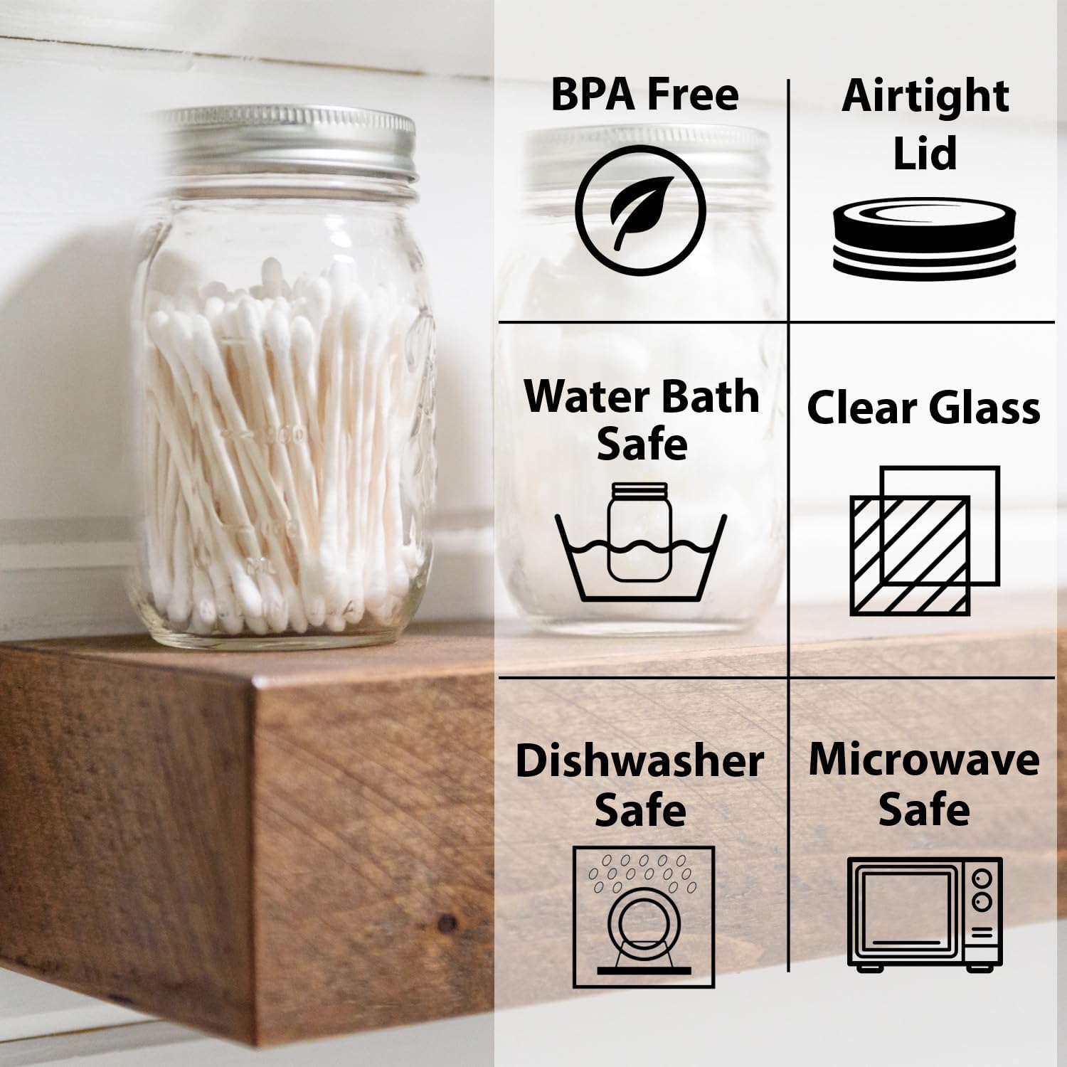 Perfect Mason Jars - 8-Ounce 12-Pack