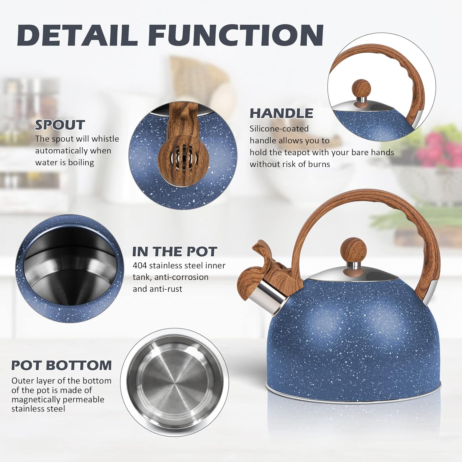 Chic 26 Quart Stainless Steel Kettle with Whistle